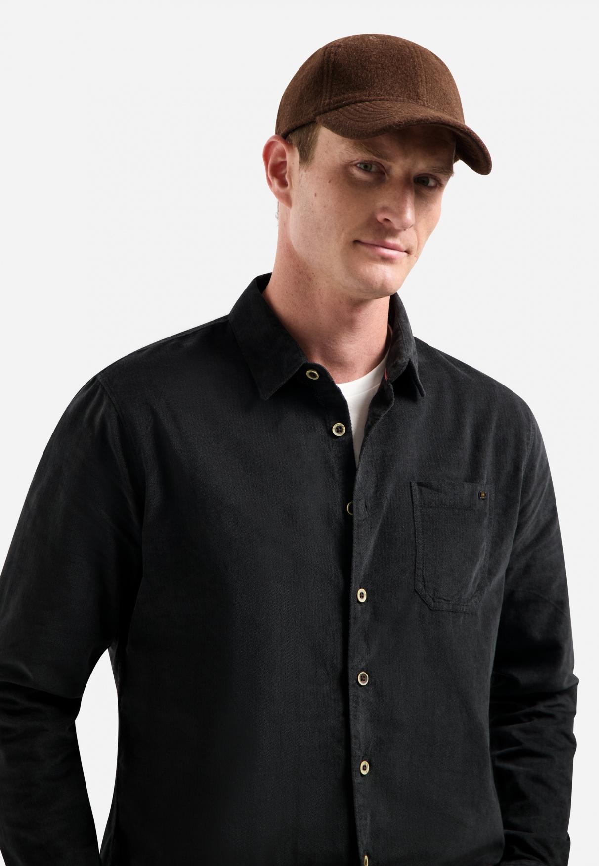 NO EXCESS Langarmhemd »No Excess Cordhemd Shirt Solid Fine Herringbone«
