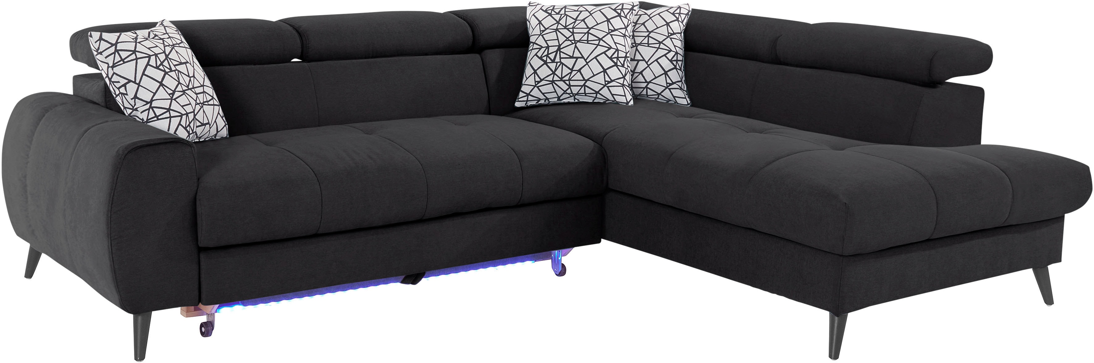 Thumbnail - COTTA Ecksofa "Mia L-Form mit 3 Zierkissen", wahlweise mit Bettfunktion, Bettkasten, Beleuchtung & Wireless-Charger
