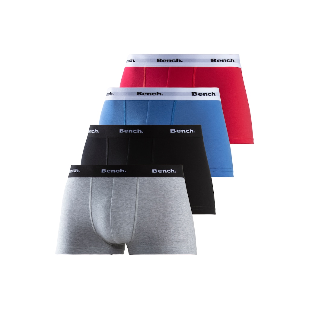 Bench. Boxershorts, (Packung, 4 St.), in Hipster-Form mit kontrastfarbenem Bund