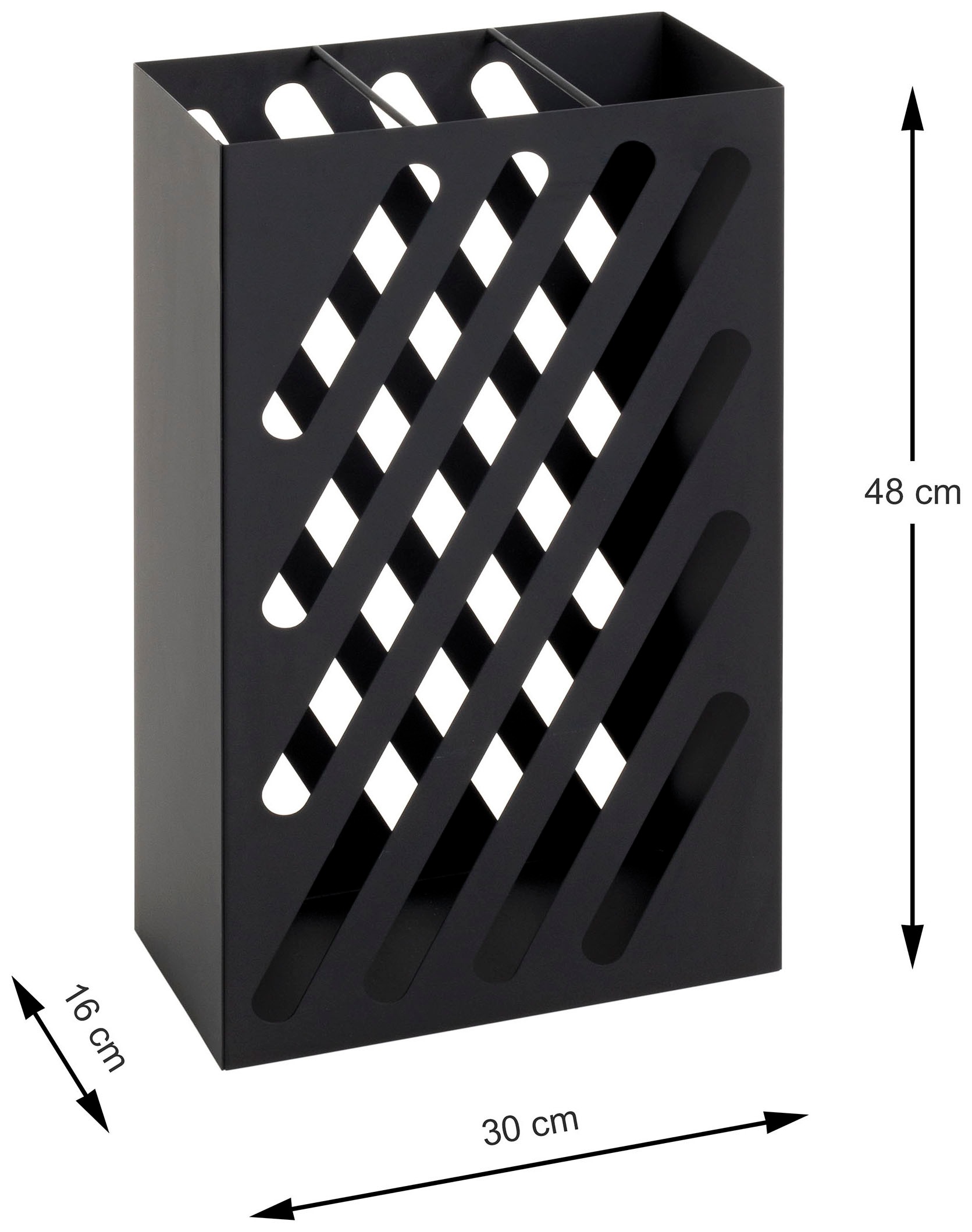 HAKU Schirmständer »Regenschirmständer, Schirmkorb« rechteckig - aus Metall Schwarz - B/T/H 30/16/48 cm