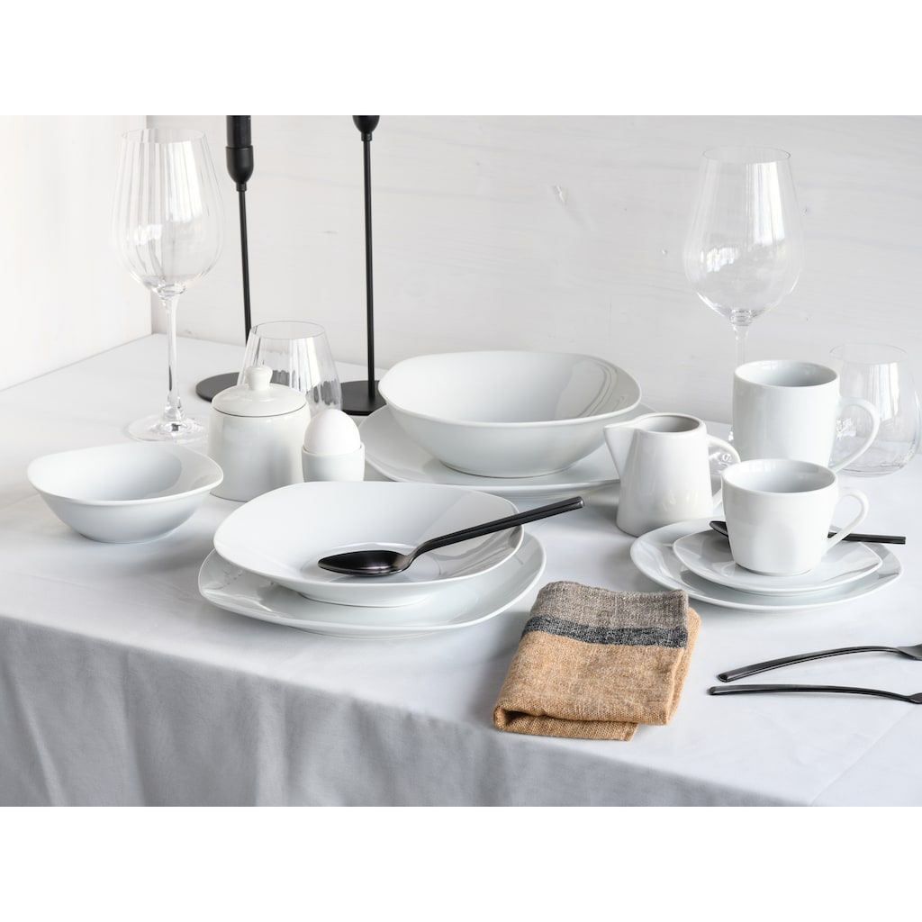 CreaTable Kombiservice »Geschirr-Set Square«, (Set, 100 tlg., Kaffeeservice und Tafelservice im Set, für 12 Personen)