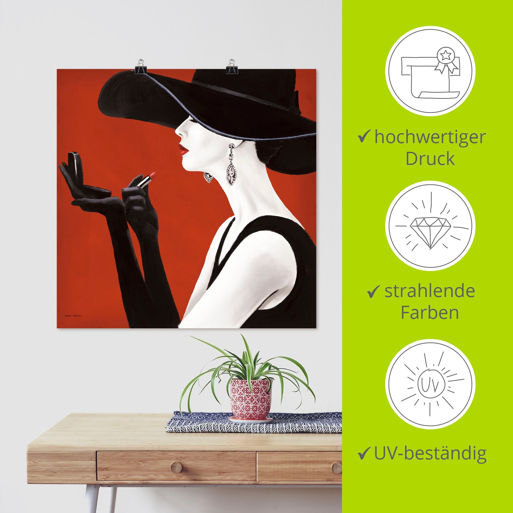 Artland Wandbild »Hut ab II«, Frau, (1 St.), als Leinwandbild, Poster, Wandaufkleber in verschied. Größen