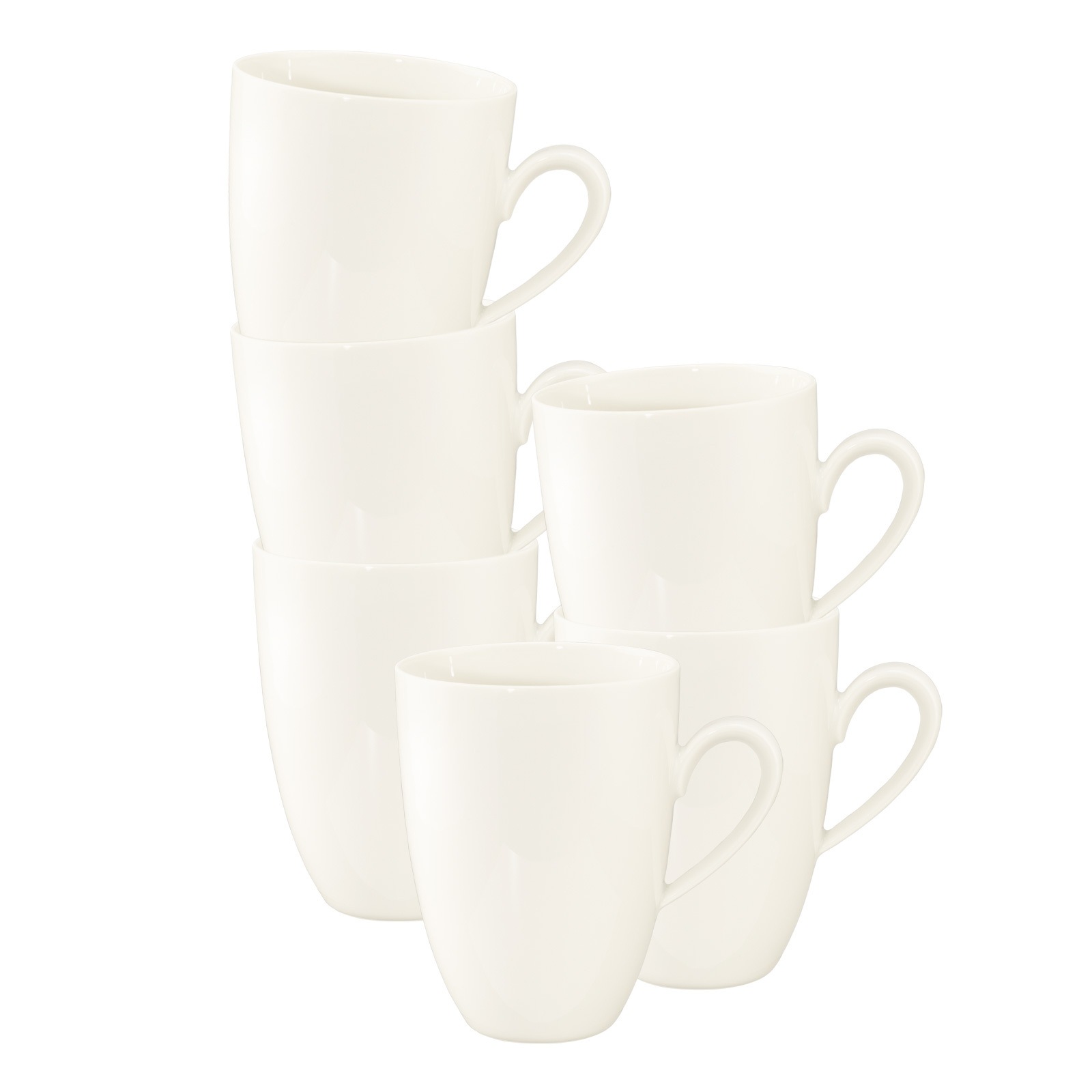 Seltmann Weiden Becher "Henkelbecher Savona Fine Diamond 350 ml 6er Set creme" Spülmaschinenfest, Mikrowellensicher, Ofenfest