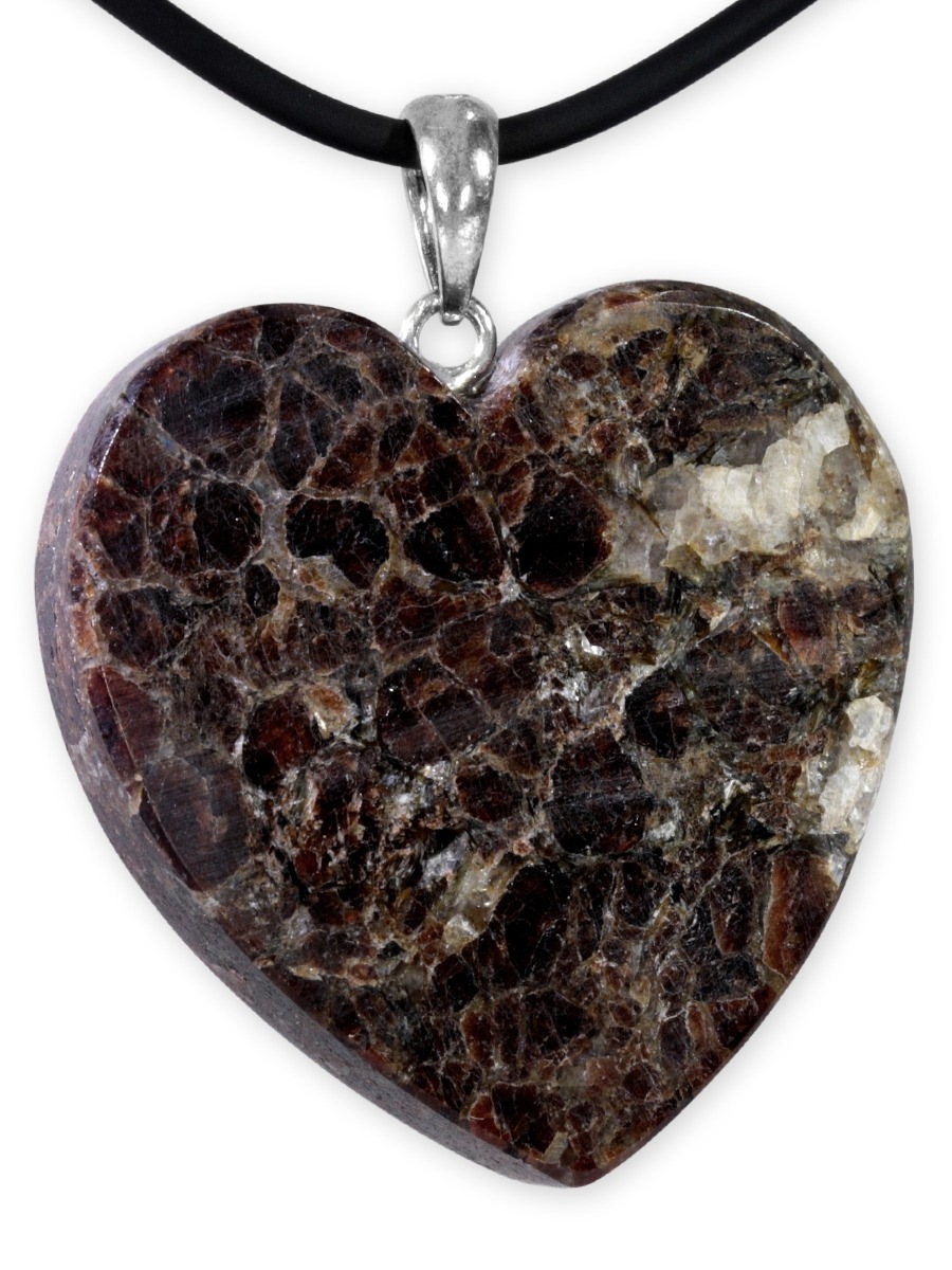 Unendlich U 925 Sterling Silber Granat Herz-Anhänger – 3D Herz Halskette Für Damen & Mädchen – 45 Cm