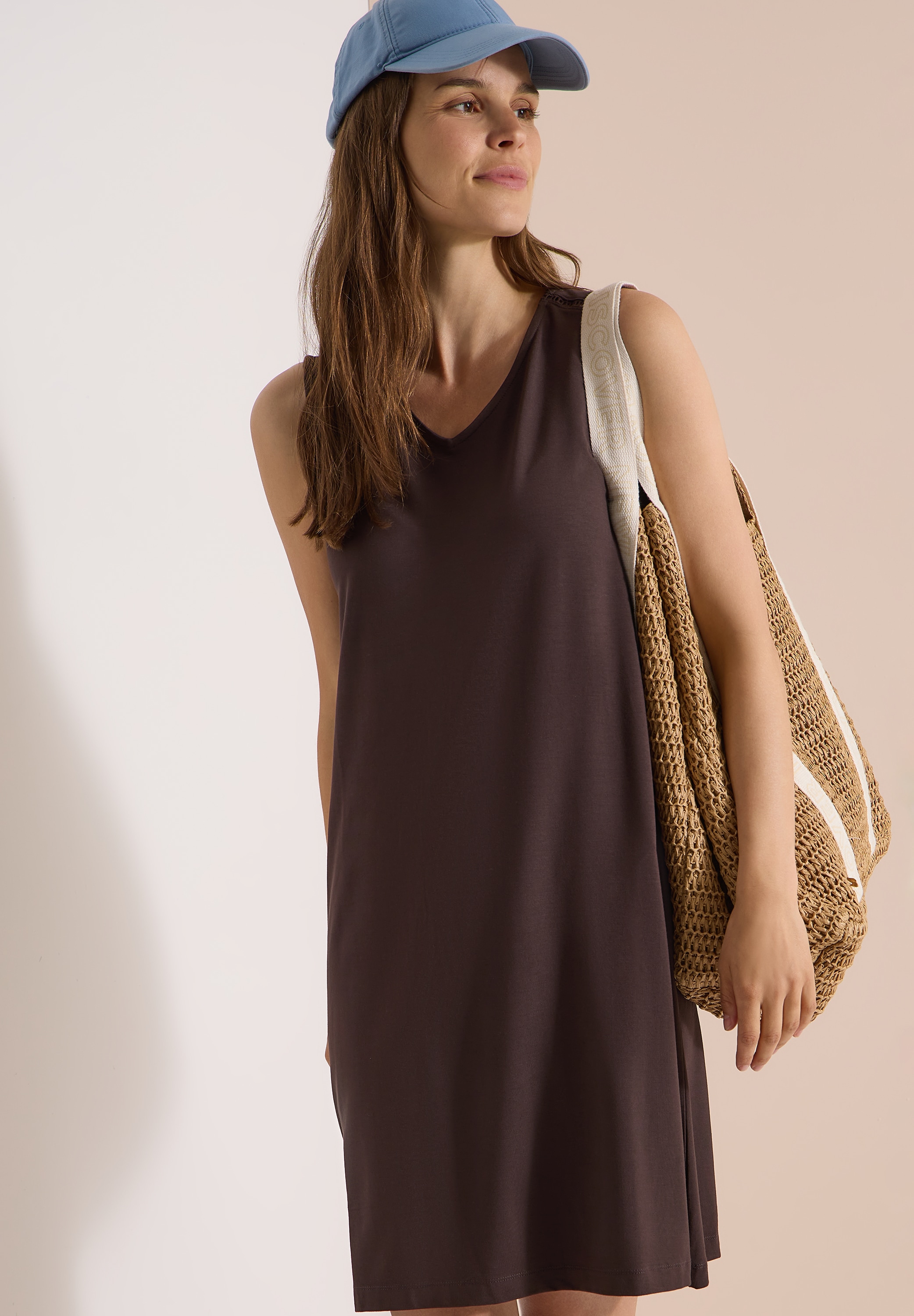 Cecil Jerseykleid Sommerkleid, V-Ausschnitt, lockere Passform