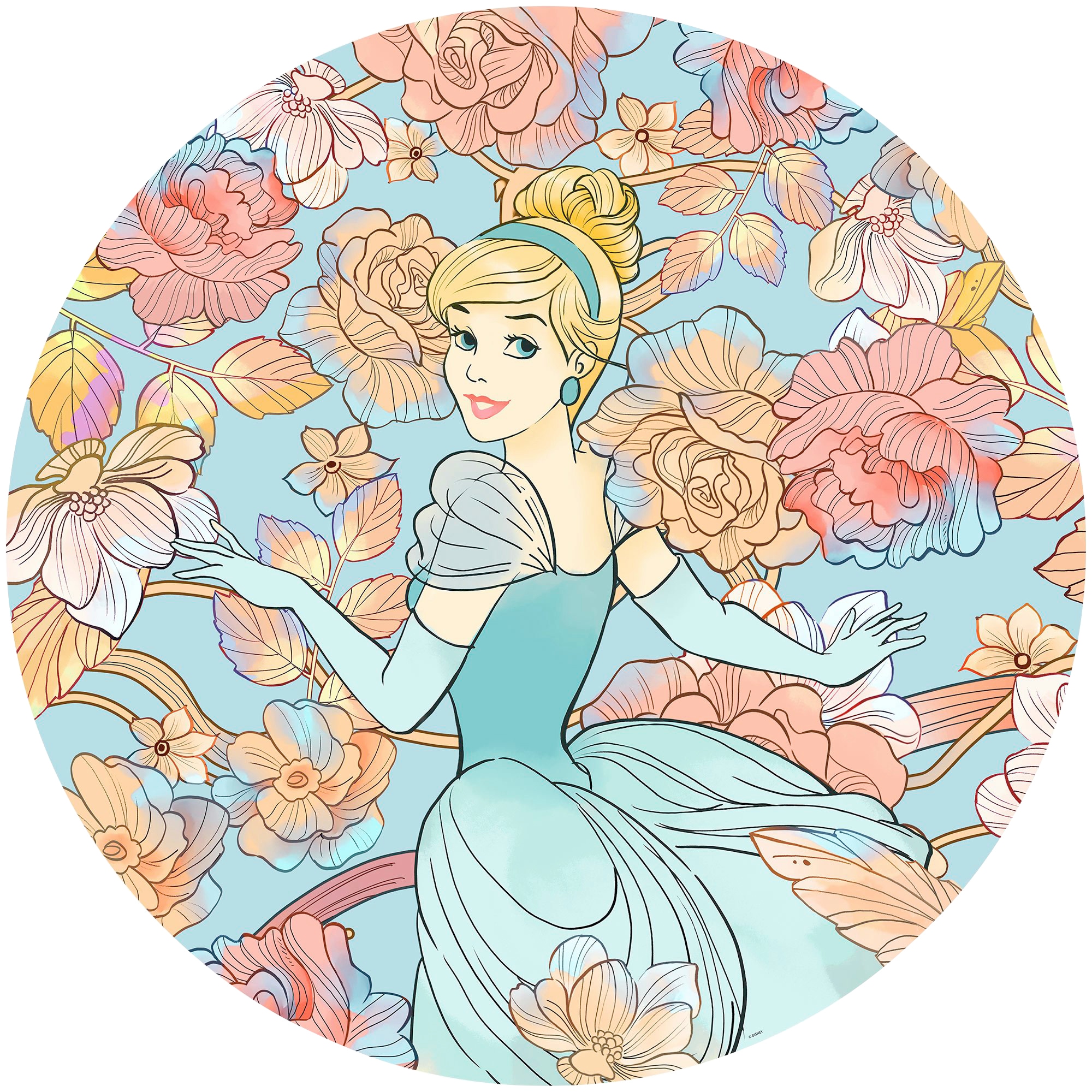 Komar Vliestapete »Cinderella Pastel Dreams«, 125x125 cm (Breite x Höhe), rund und selbstklebend