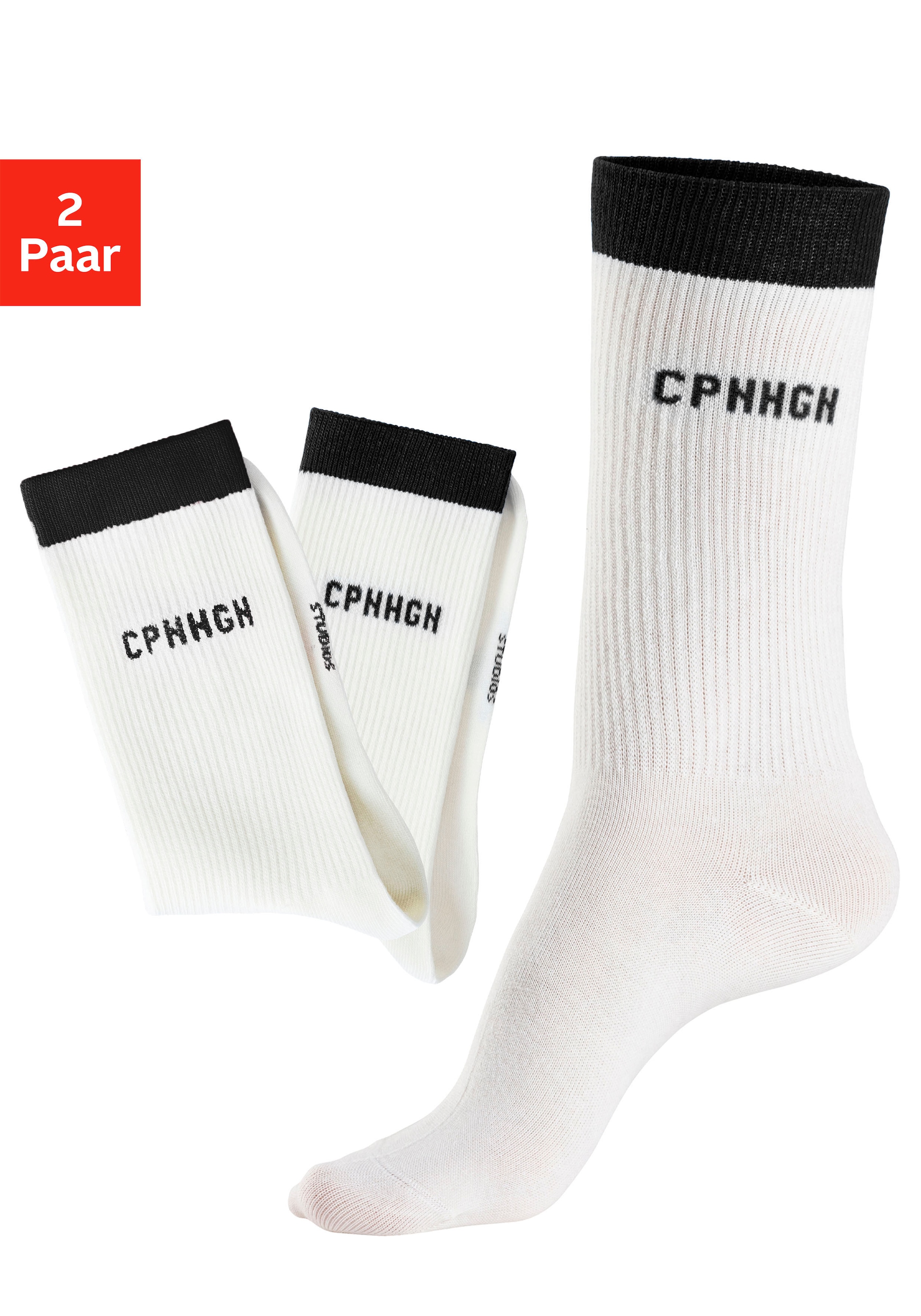 Copenhagen Studios Tennissocken Packung, 2 Stk. tlg. mit kontrastfarbenem Bund
