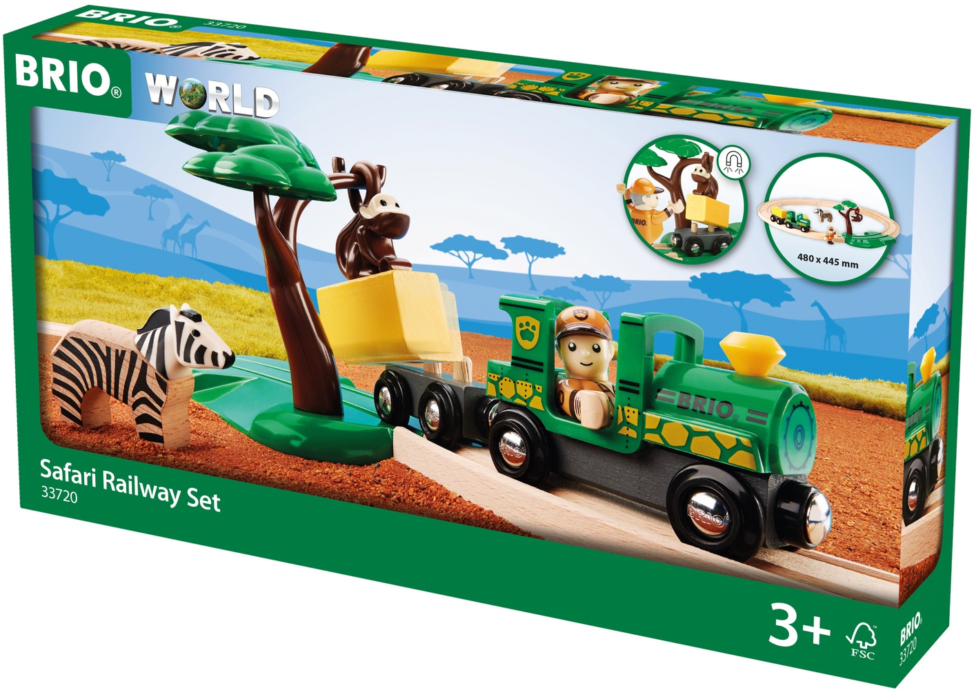 BRIO® Spielzeug-Eisenbahn »BRIO® WORLD, Safari Bahn Set«, (Set), FSC®- schützt Wald - weltweit