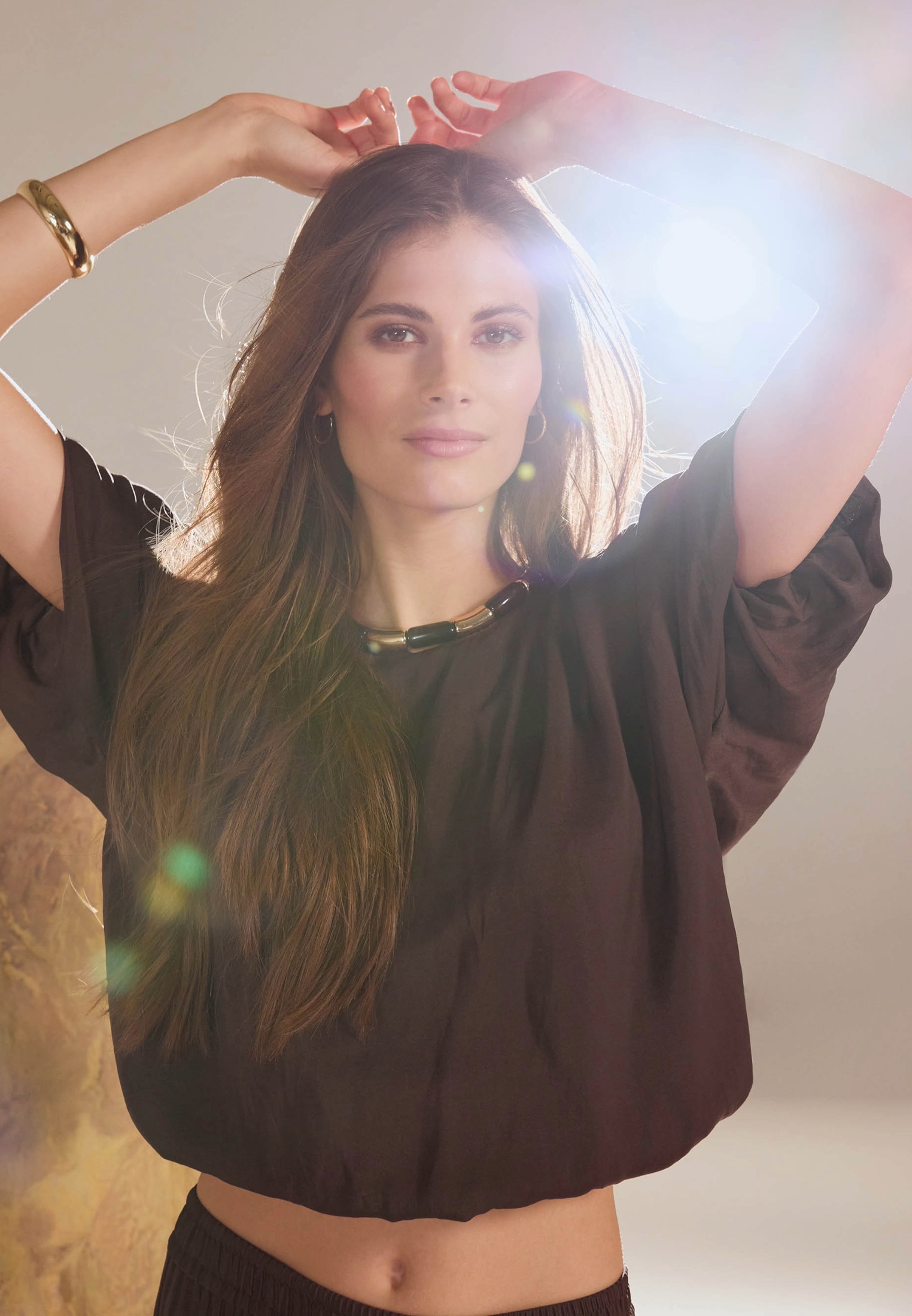 Zero Satinbluse »zero Satinbluse mit Ballonärmeln«