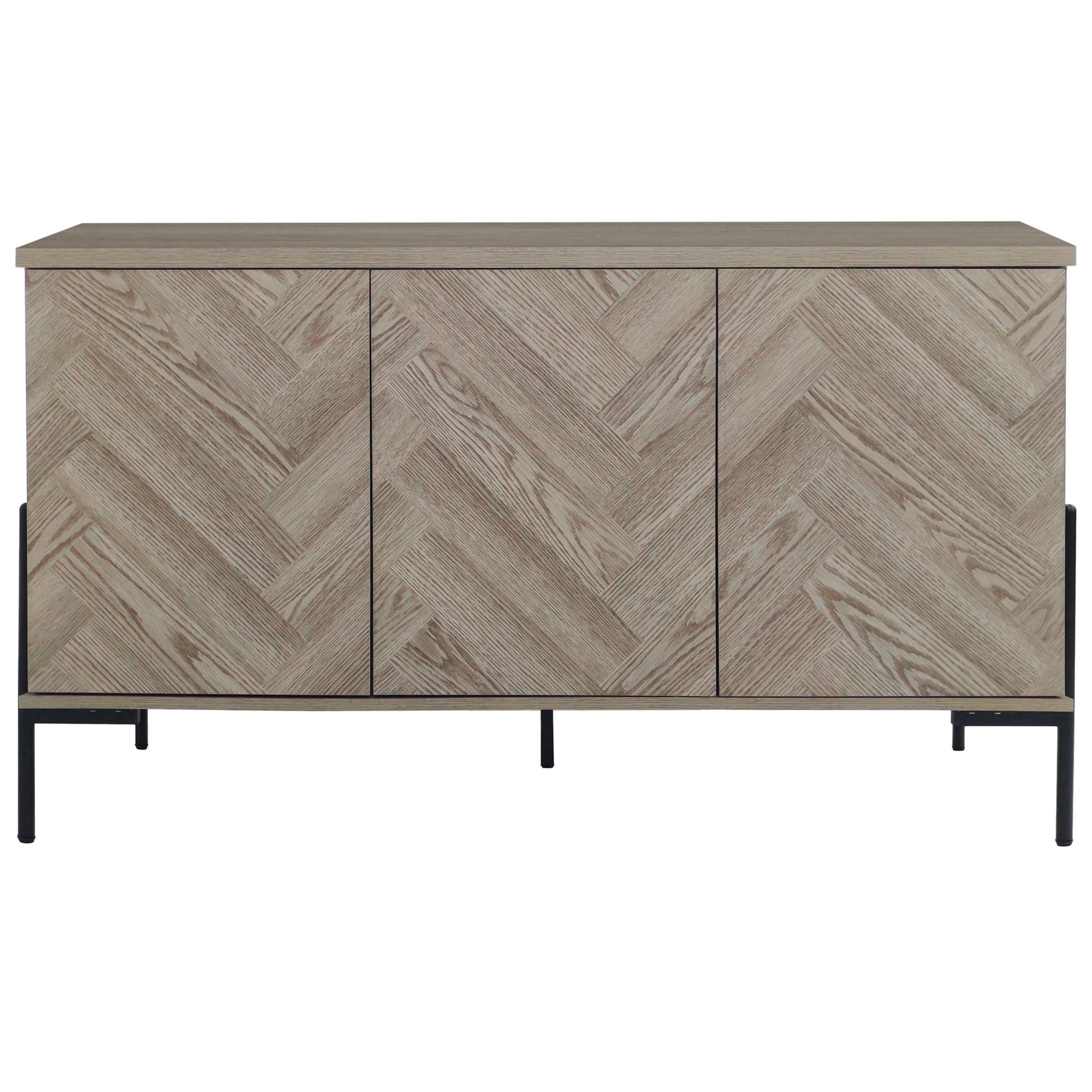 Leonique Sideboard "Eadwine" Kommode, Push-to-open, Türen mit Fischgräten M günstig online kaufen