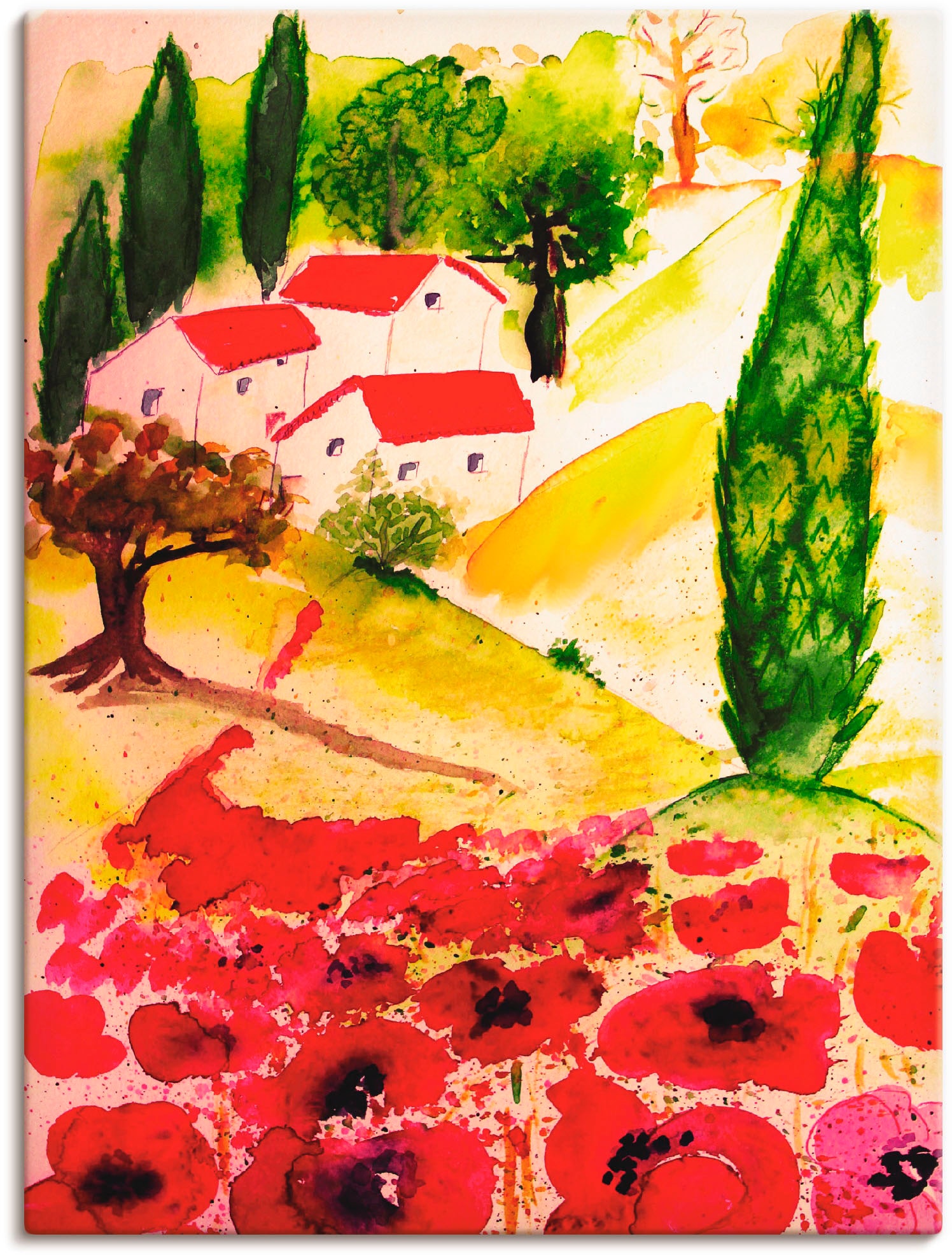 Artland Leinwandbild "Sommer in der Toskana", Europa, (1 St.), auf Keilrahmen gespannt