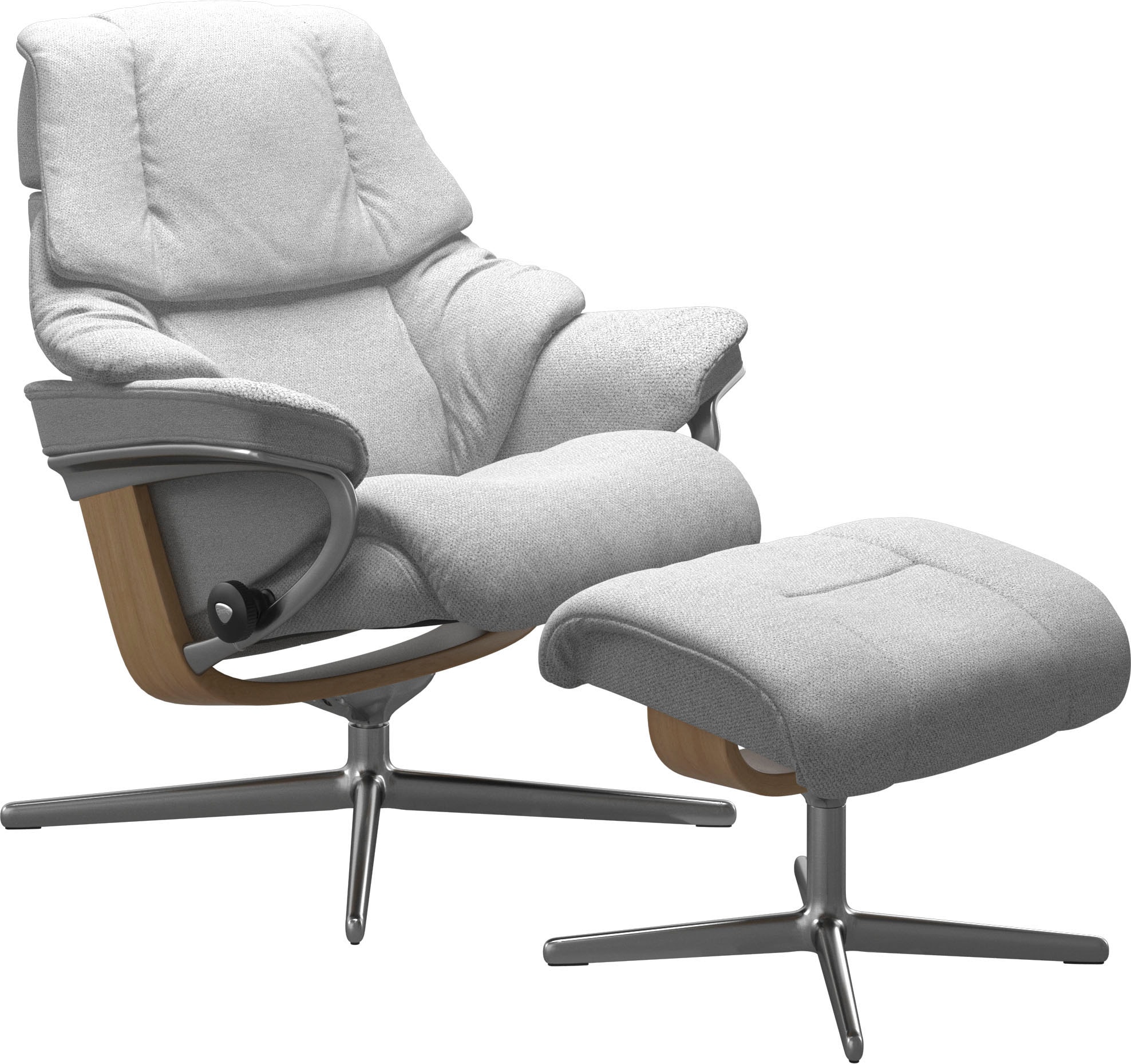 Stressless® Relaxsessel »Reno«, (Set, Relaxsessel mit Hocker), mit Hocker, mit Cross Base, Größe S, M & L, Holzakzent Eiche