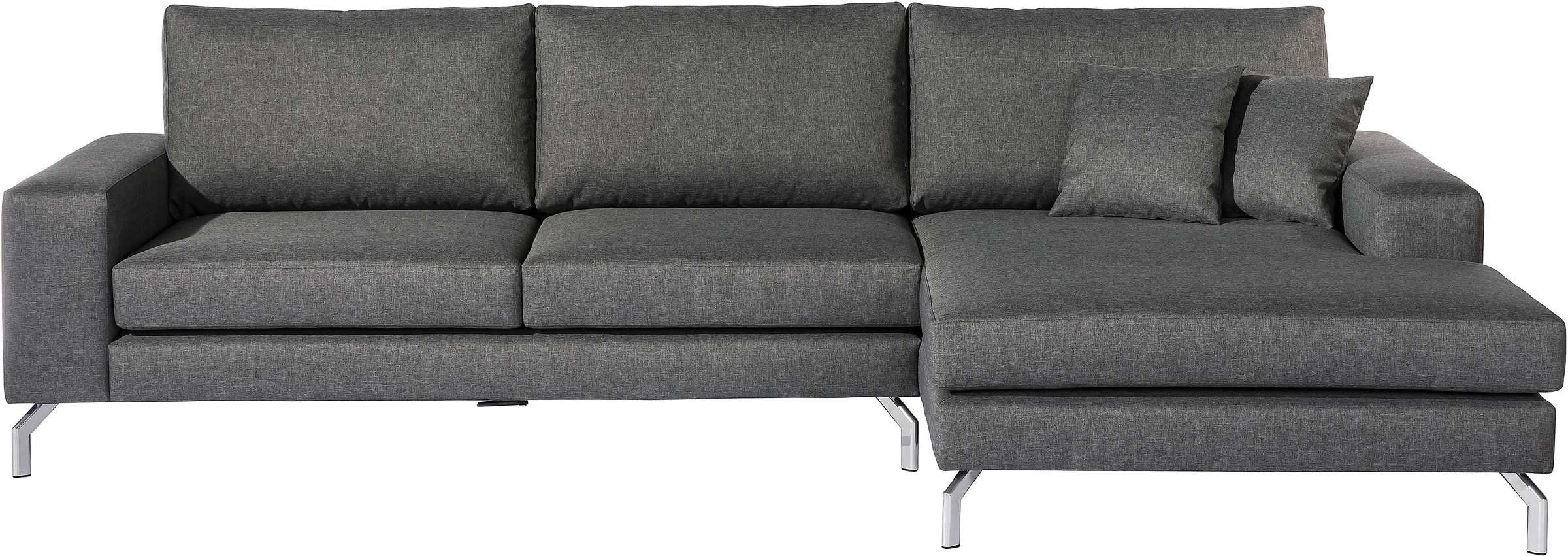 Max Winzer® Ecksofa »Flori Set inkl. Hocker, guter Sitzkomfort, aktuelles Design«, (Spar-Set, Ecksofa und Hocker), elegant mit abgewinkelten Chromfüßen, inklusive Zierkissen