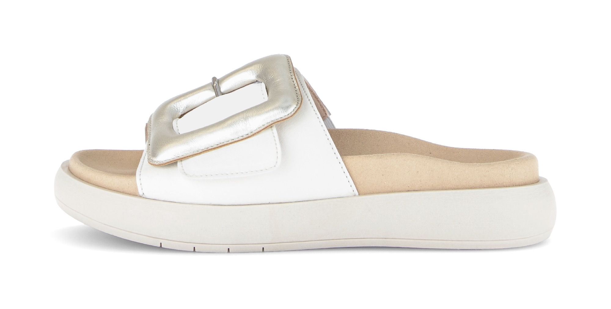 Gabor Pantolette  Plateau, Schlupfschuh, Sommerschuh mit großer Zierschnalle
