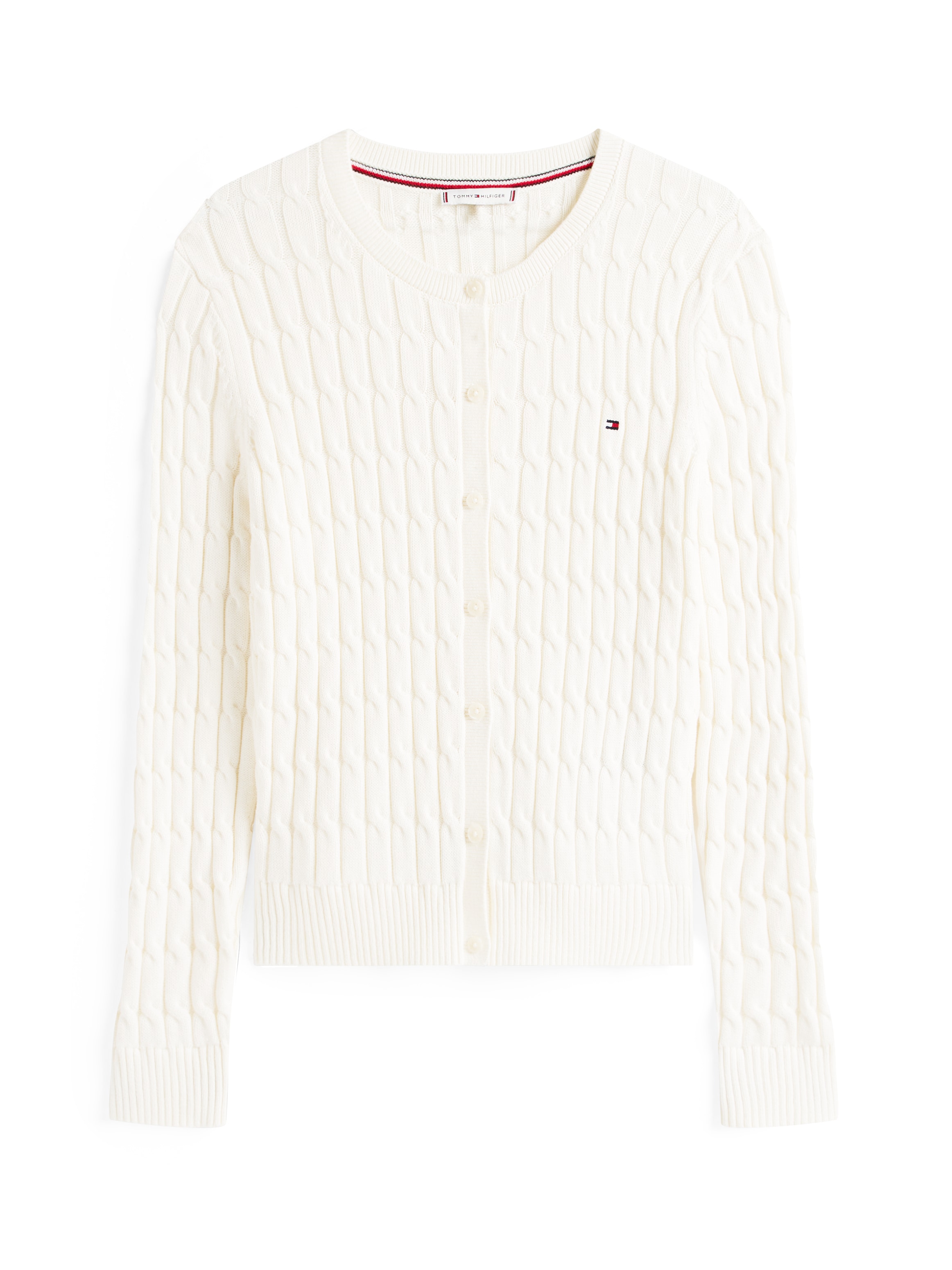 Tommy Hilfiger Strickjacke »CO CABLE MID GG C-NK LS CARDI«, mit Zopfmuster