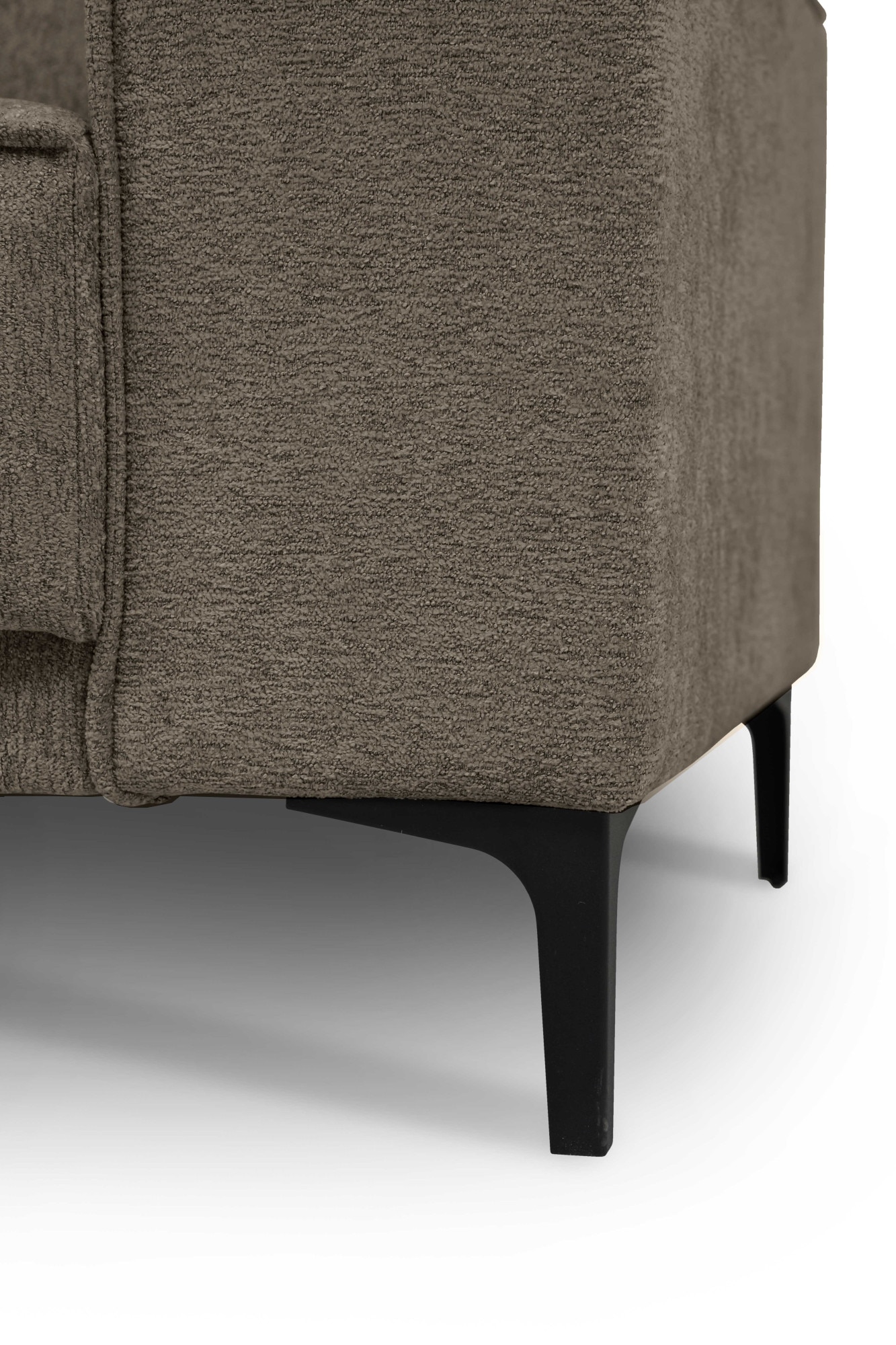 Places of Style Ecksofa »Polsterecke Oland, Struktur, Flachgewebe, Luxus-Microfaser, Boucle«, L-Form, 289 cm, Wellenunterfederung, Skandi-Design, Metallfüße