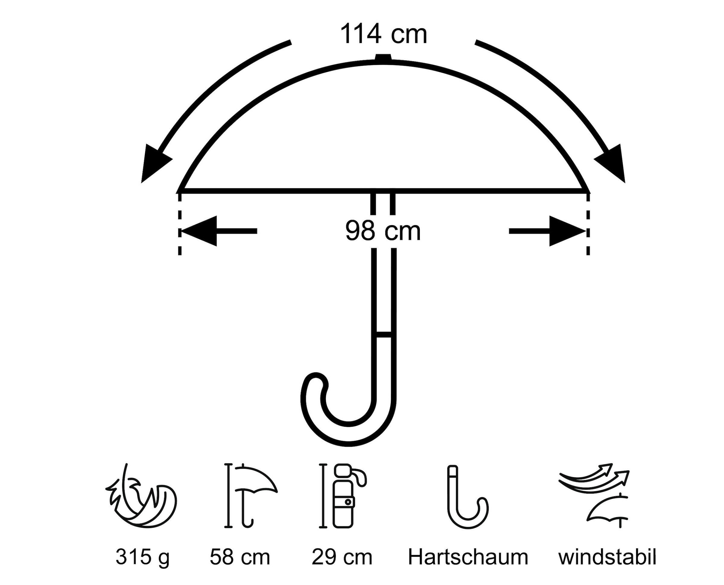 EuroSCHIRM® Trekkingschirm »light trek Automatic, silber«, kompakte Größe, mit Automatik und integriertem Kompass im Griff