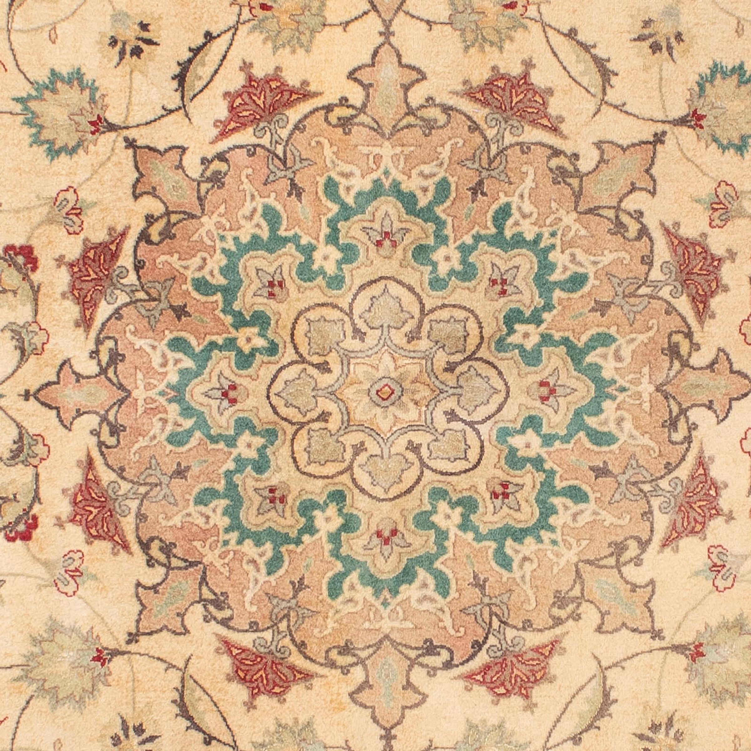 morgenland Orientteppich »Perser - Täbriz - Royal - 203 x 156 cm - hellbraun«, rechteckig, Wohnzimmer, Handgeknüpft, Einzelstück mit Zertifikat