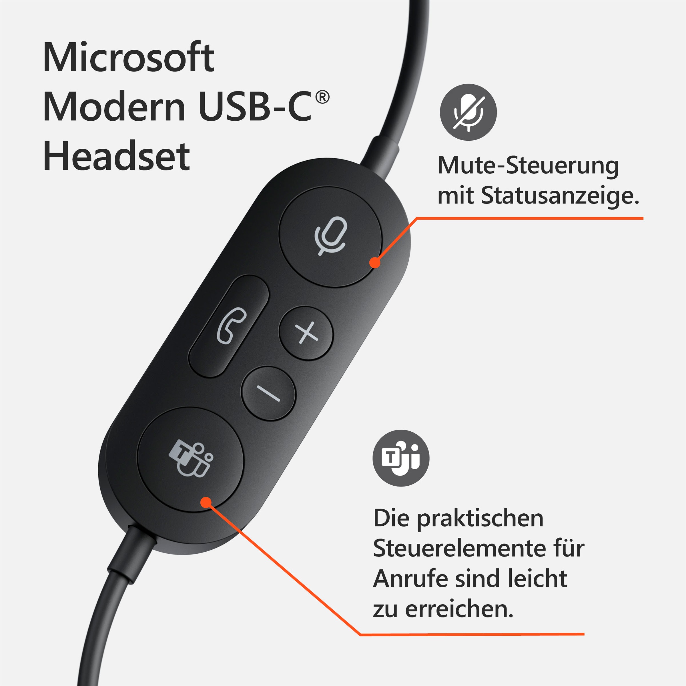 Steuerung USB-C und Musik BAUR On-Ear-Kopfhörer Headset«, Microsoft Noise-Cancelling-integrierte Anrufe | für »Modern