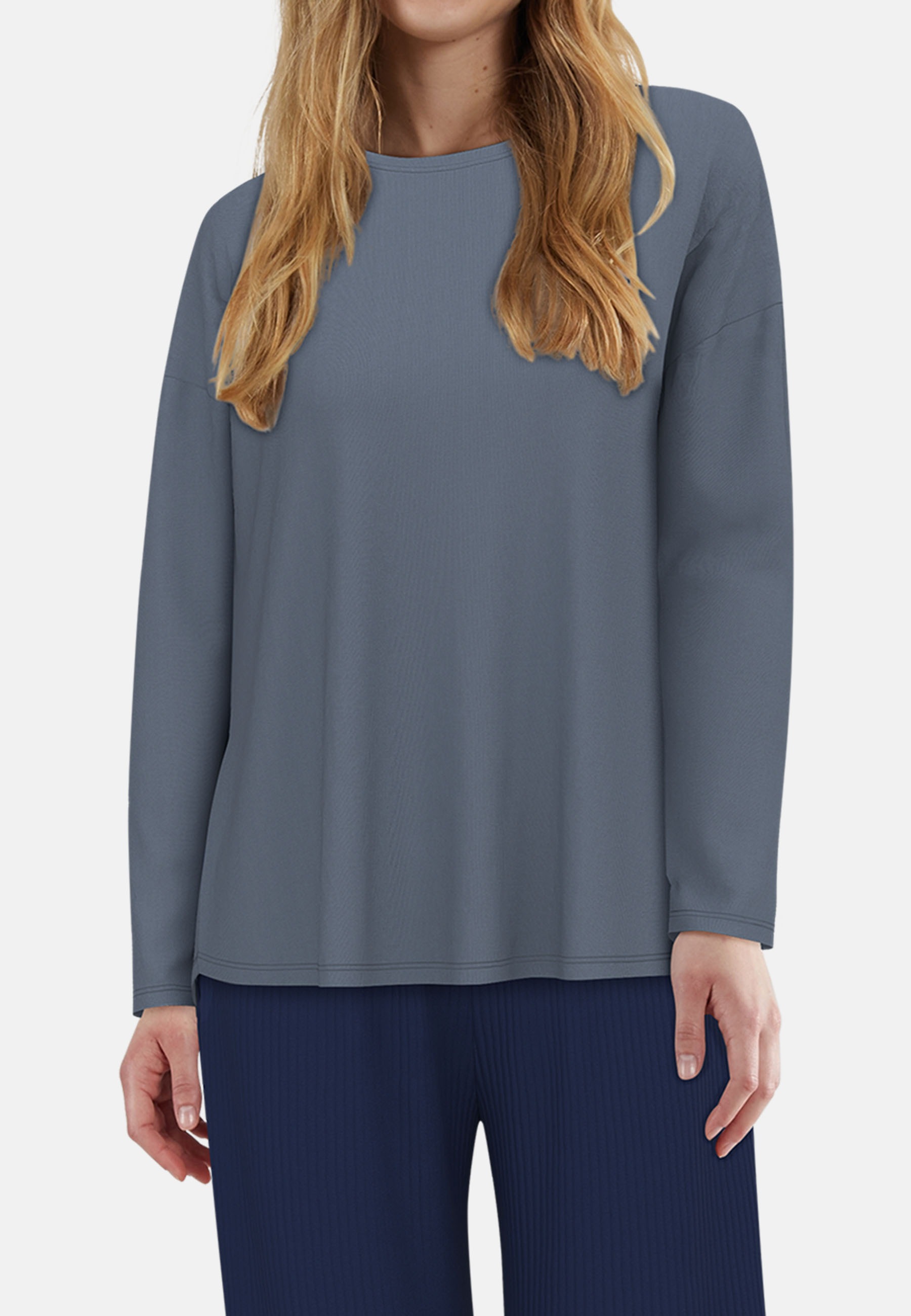 Thumbnail - TOM TAILOR Loungeanzug "Sitia" 2 tlg. Langarm, Rundhalsausschnitt, basic, leicht, Baumwollmix