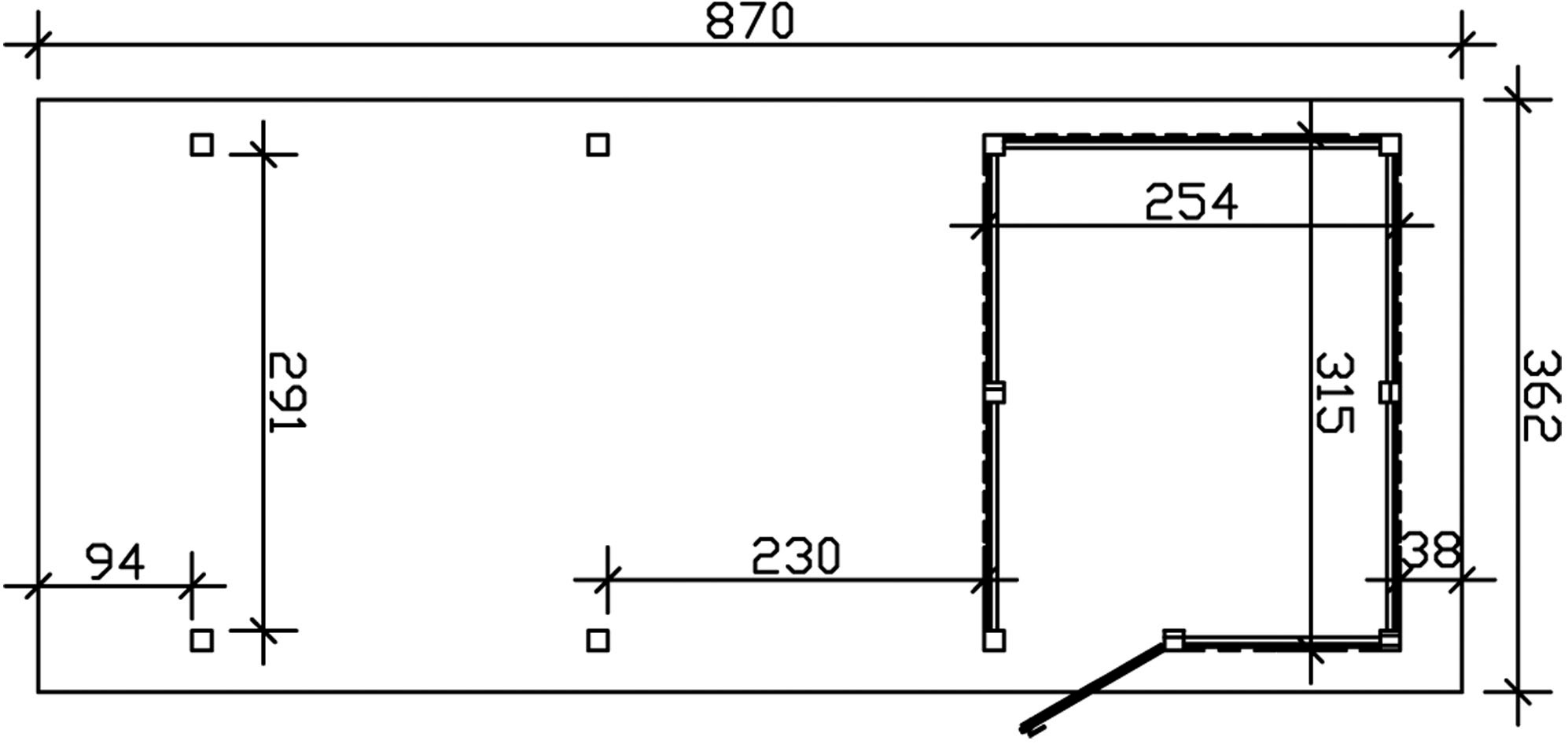 Skanholz Einzelcarport »Wendland«, Holz, 291 cm, Anthrazit, rote Blende