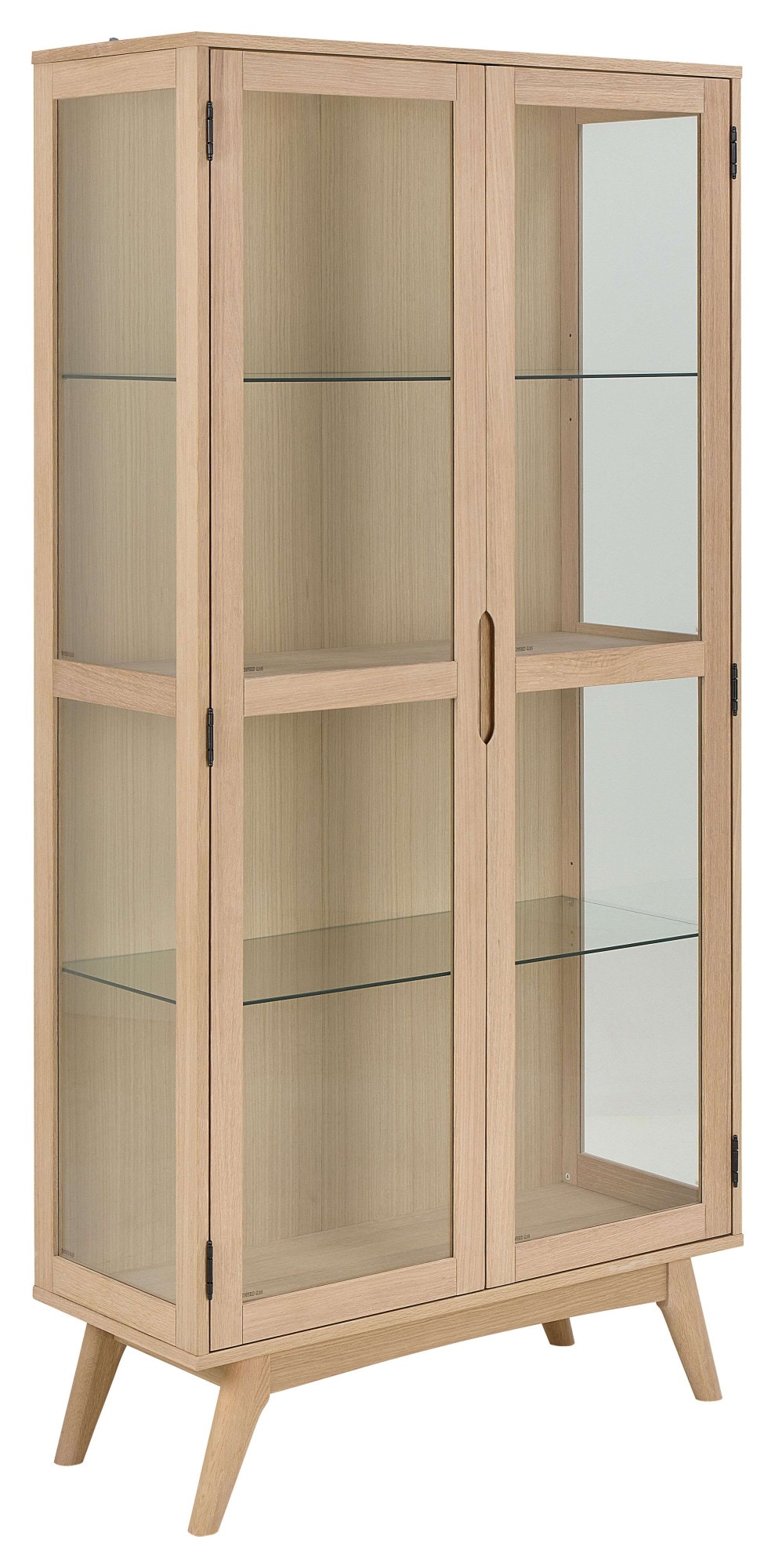 ACTONA GROUP Vitrine "Marte" ölbehandeltes Eiche Furnier, 2 Türen, klar Glas, 94x40x192 cm