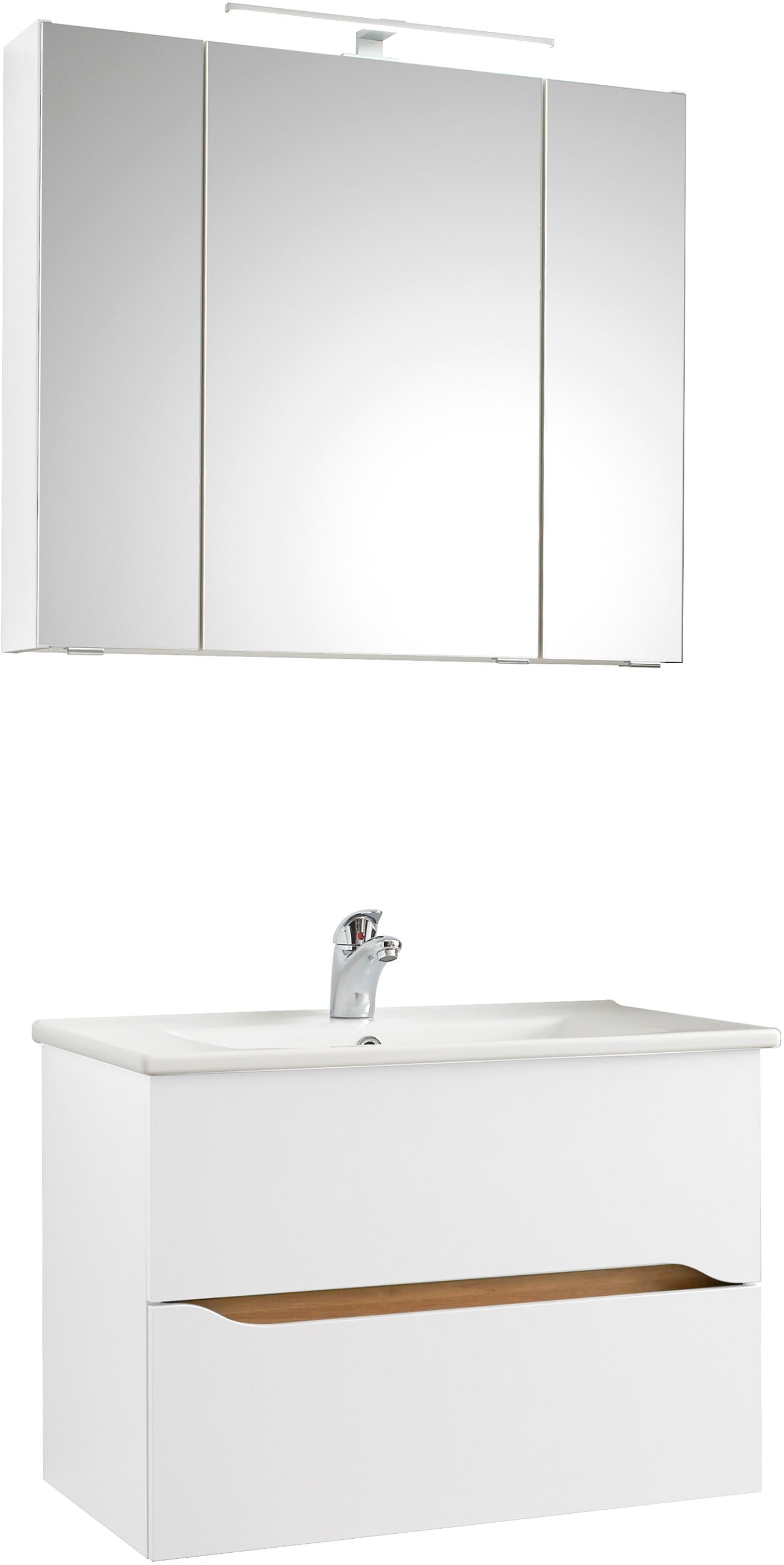 Saphir Badmöbel-Set "Quickset 2-teilig, Keramikwaschtisch mit LED-Spiegelsc günstig online kaufen