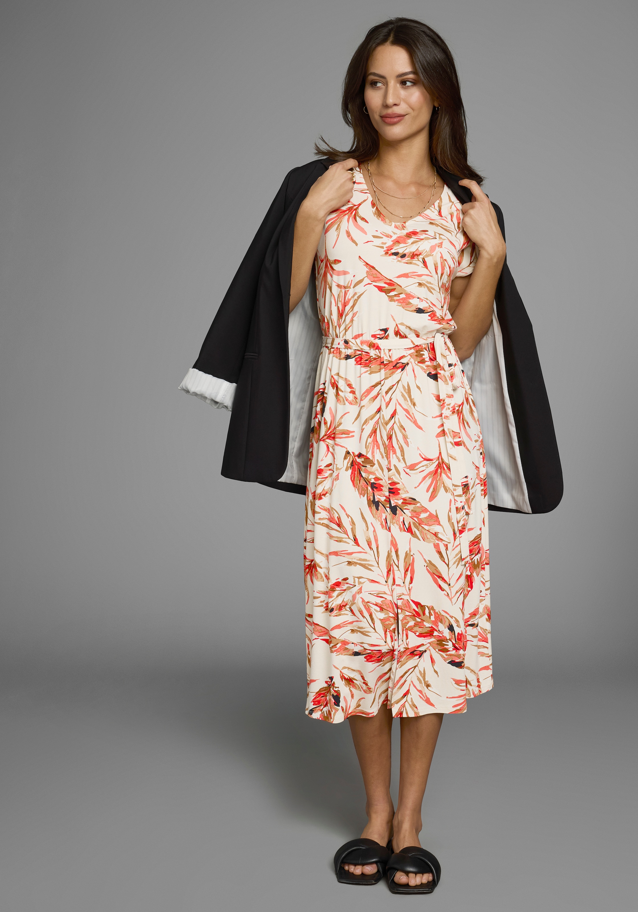 Laura Scott Sommerkleid, mit tropsiche Allover-Druck und Bindeband im Bund - NEUE KOLLEKTION