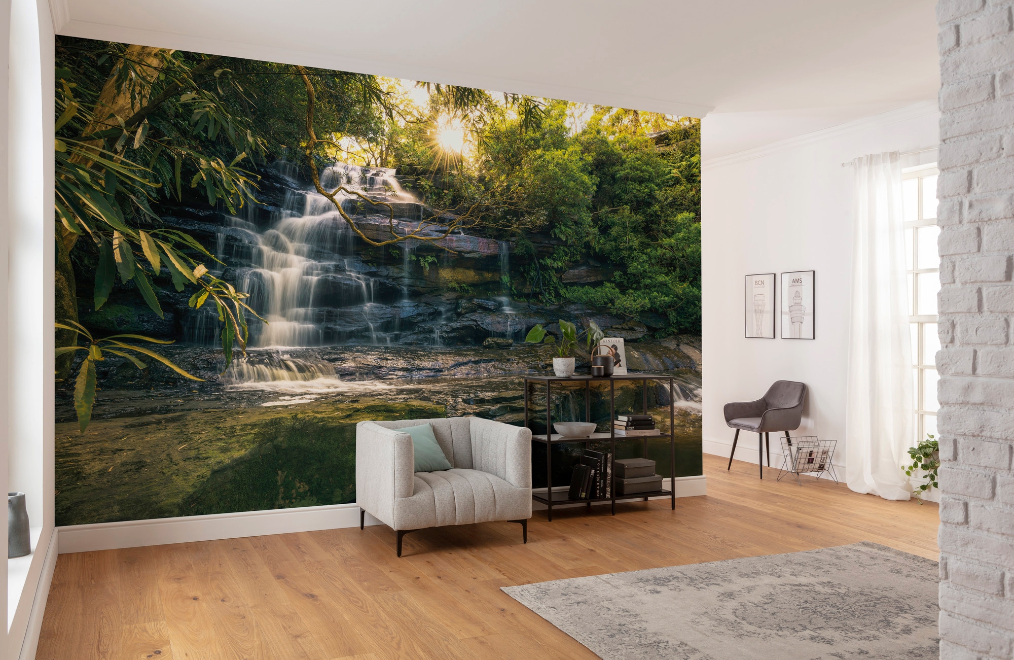 Komar Vliestapete »Digitaldruck Vlies - Golden Falls - Größe 450 x 280 cm«, bedruckt, Wohnzimmer, Schlafzimmer