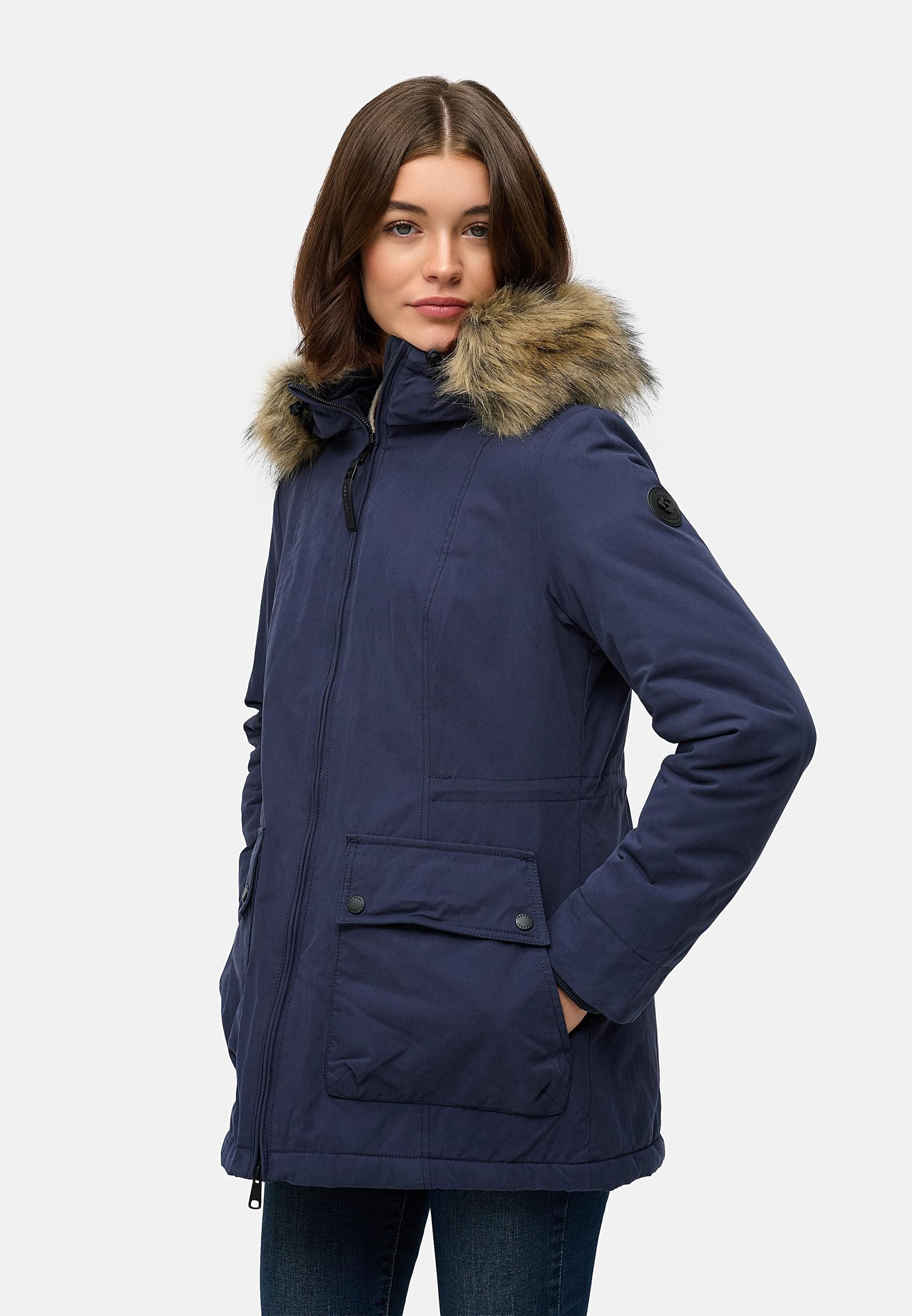 Ragwear Kurzmantel »Monadetta Warm«, Kurzer Wintermantel mit Kunstfellbesatz