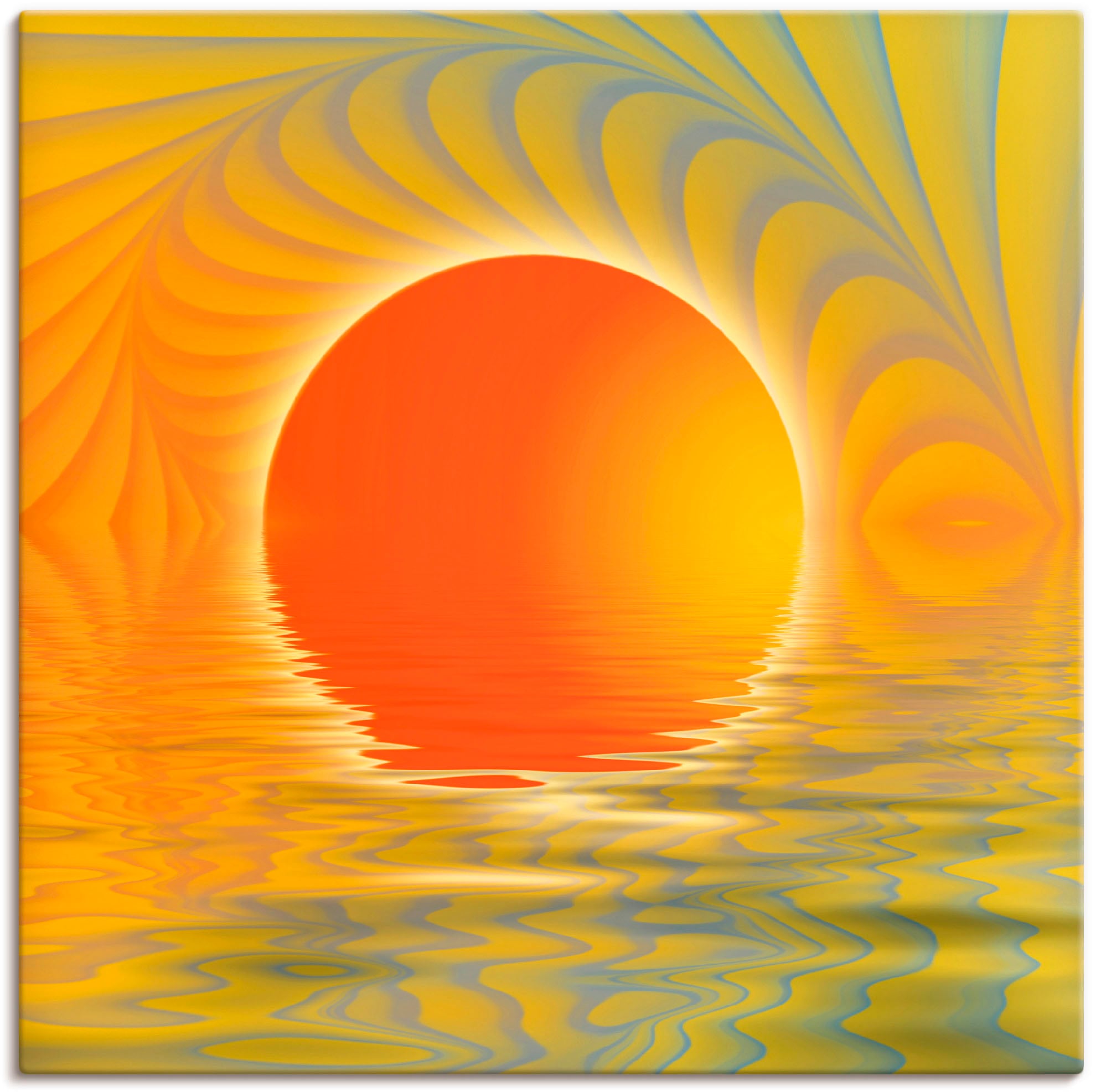 Artland Leinwandbild "Abstrakter Sonnenuntergang" Muster 1 Stk. tlg. auf Holzrahmen gespannt