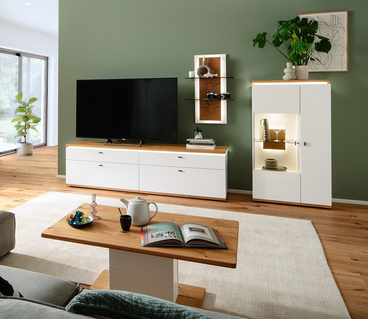 MCA furniture Highboard »Matadi Highboard« 1 Stk. tlg. Highboard, Weiß, Holzabsetzung, 2 Türen, gedämpft, B: 80cm