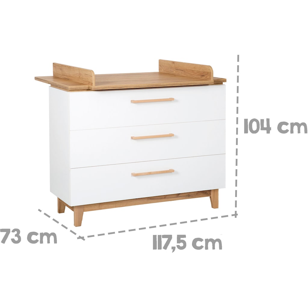 roba® Babyzimmer-Komplettset »Finn«, (Set, 3 St., Kinderbett, Schrank, Wickelkommode)