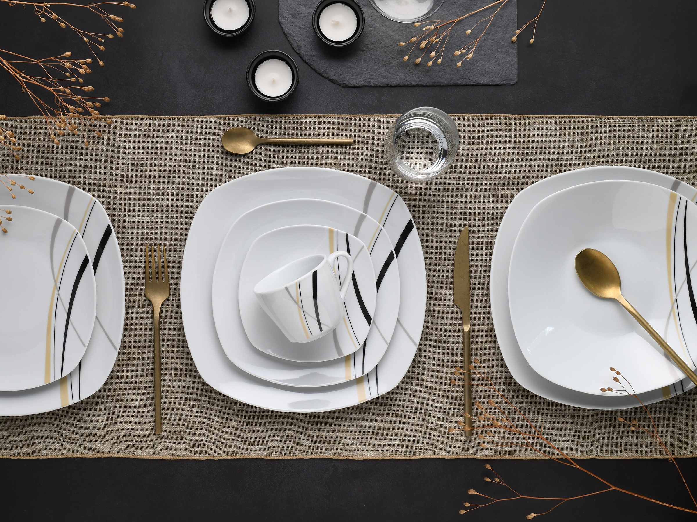 CreaTable Kombiservice »Square City Line, Kombi-Service 30-tlg«, (Set, 30 tlg.), Moderner Urban Style