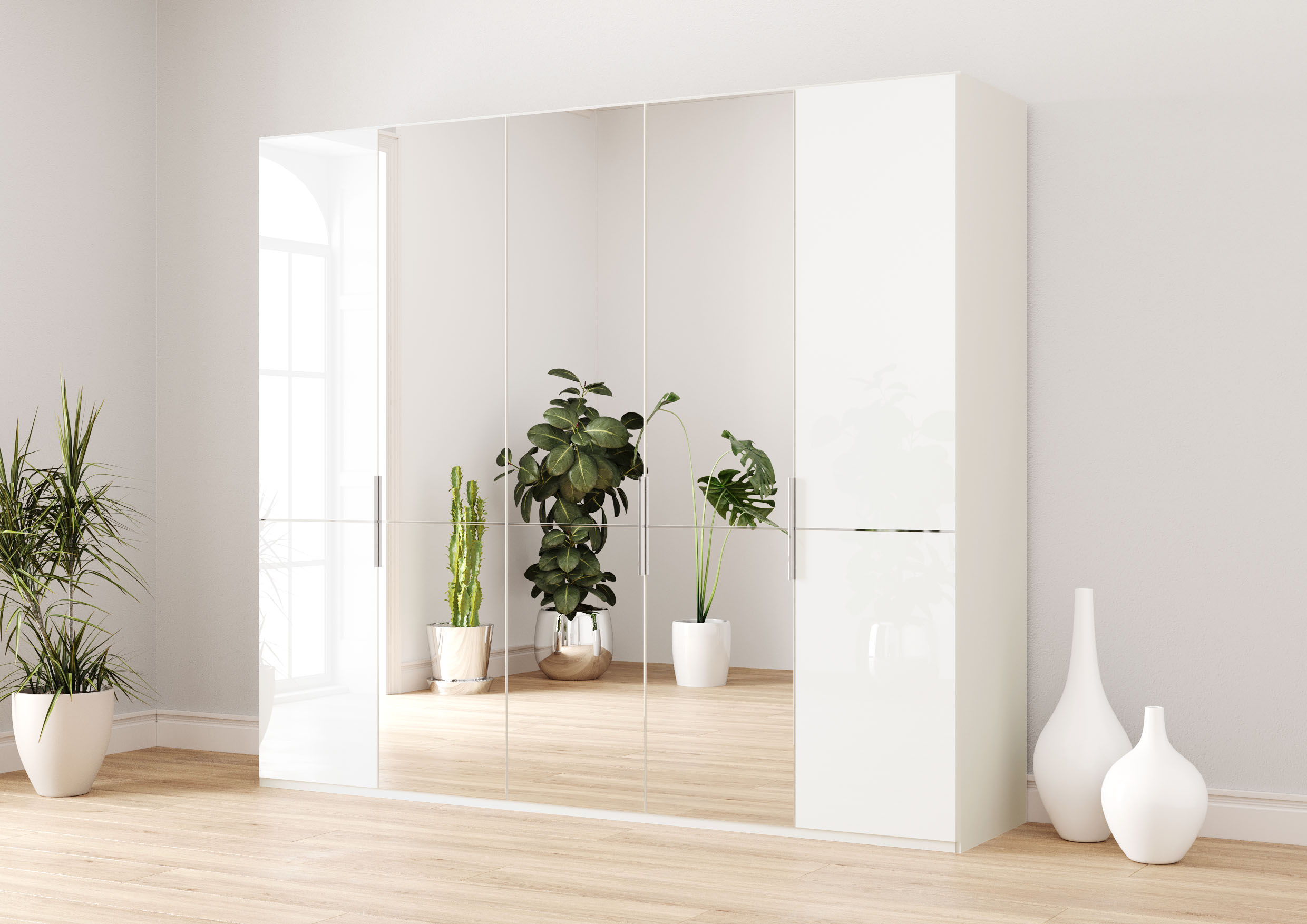 Musterring Kleiderschrank "Imola W" inkl. Einlegeböden und Kleiderstangen, mit Glas- und Spiegeltüren