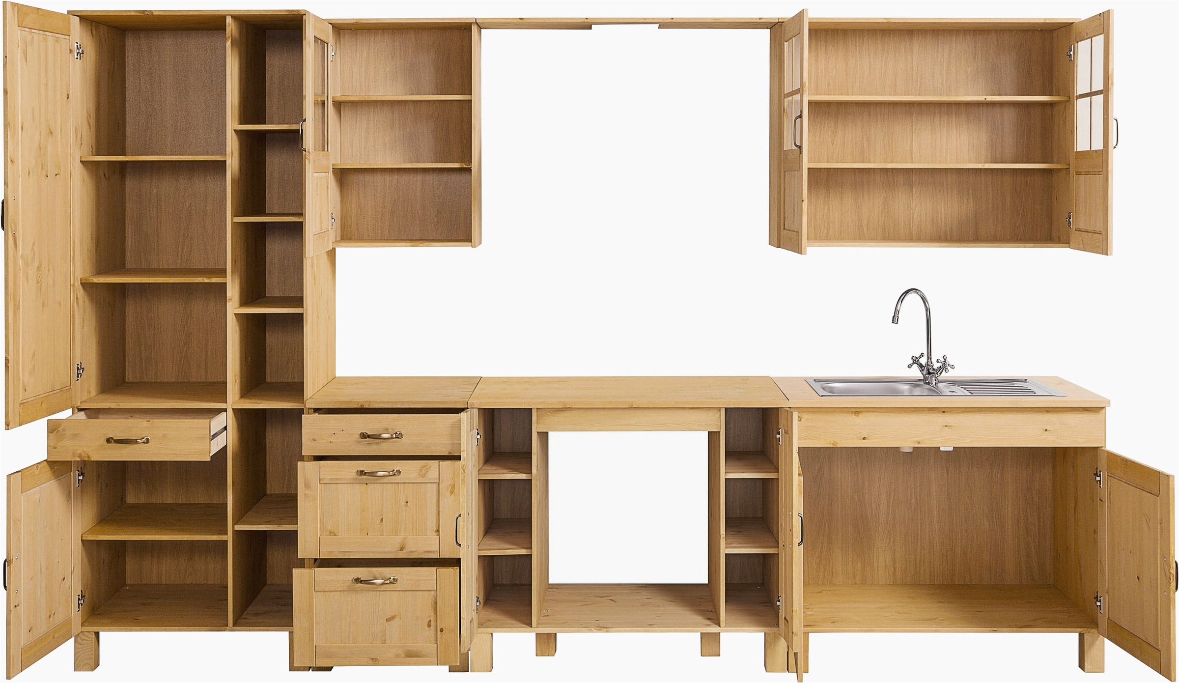 Home affaire Küchenzeile »Alby« Breite 325 cm, aus Kiefer massiv, ohne E-Geräte