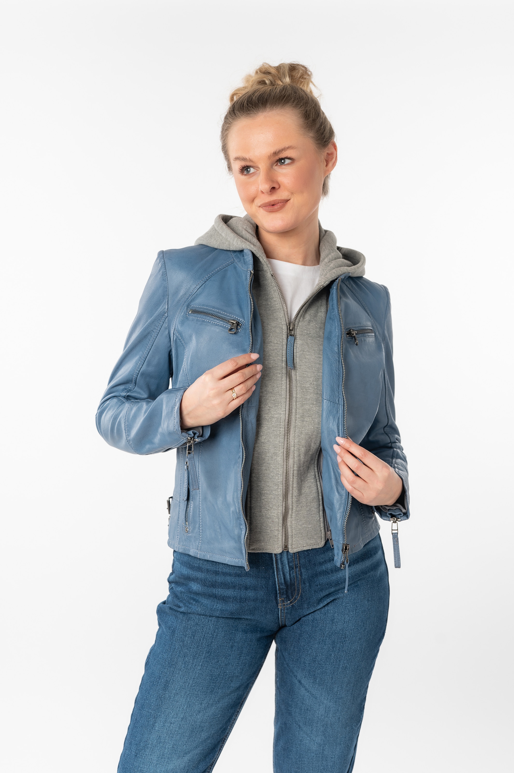 Mauritius Lederjacke "NOLA", mit Kapuze, Two-in-One Style - mit abnehmbarer günstig online kaufen