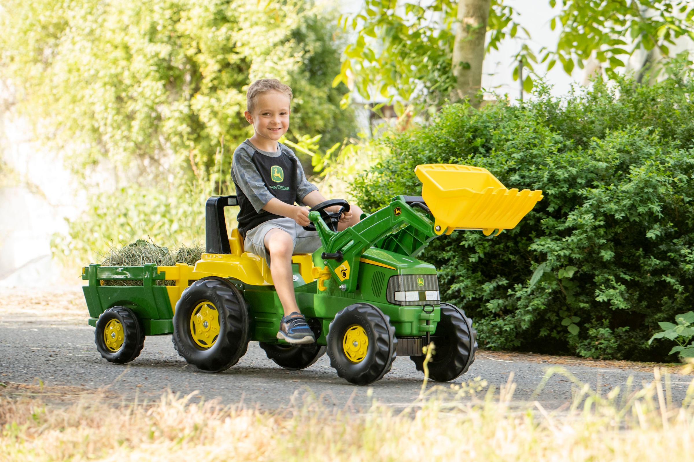 rolly toys® Trettraktor »rollyJunior John Deere mit Lader und Trailer«, Made in Europe Made in Germany