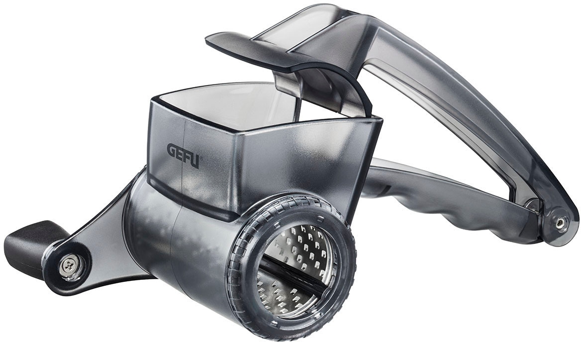 GEFU Trommelreibe "RULLARE", B:18,5cm L:12,4cm T:8cm, transparent, Küchenreiben, auswechselbare Reibtrommeln