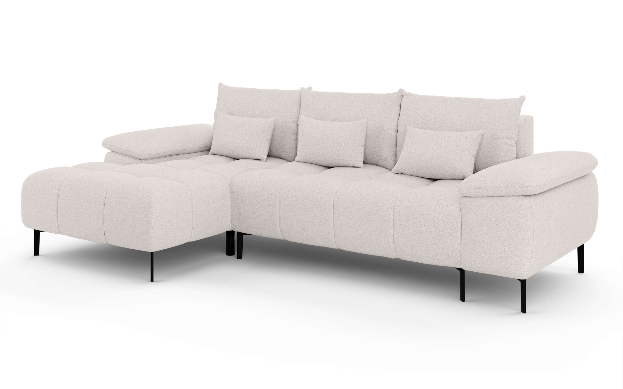 INOSIGN Ecksofa »DROMARA Schlafsofa mit Bettkasten, Maße: B/T/H 277/141/91 cm«, L-Form mit Recamiere rechts/links bestellbar, Wellenunterfederung