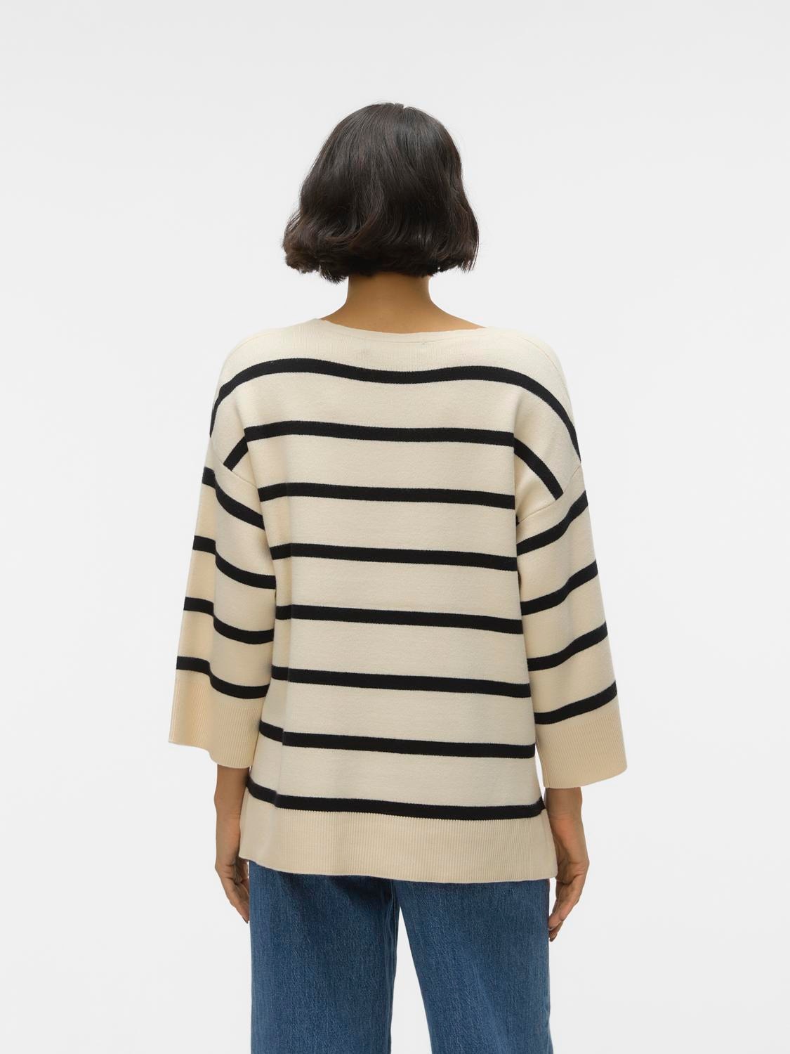 Vero Moda V-Ausschnitt-Pullover "VMSABA 3/4 V-NCK STRIPE PULLOVER GA NOOS" günstig online kaufen