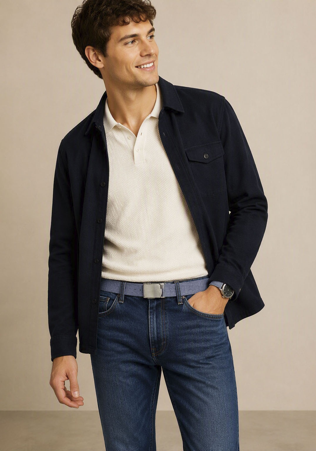Man's World Koppelgürtel »2-in-1, zum Wenden denim-optik & marine« 2-in-1, marine oder im Denim-Look - NEW