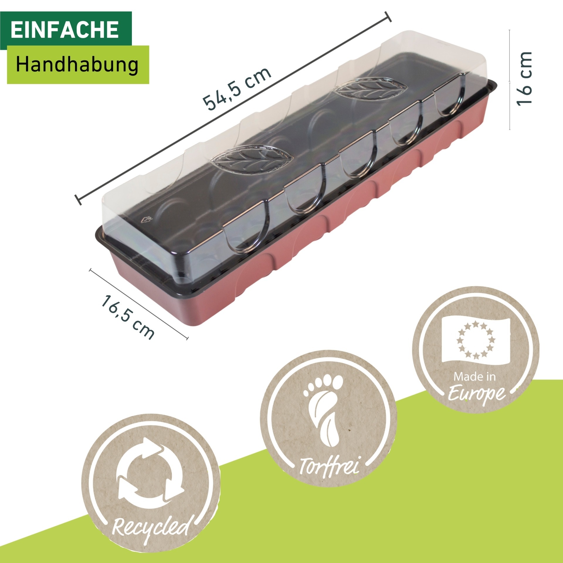 Windhager Gewächshaus »Fensterbank-Treibhaus inkl. 30 Anzuchttöpfe« Zimmer Pflanzen Anzucht, 16,5 x 54,4 x 12 cm, terracotta