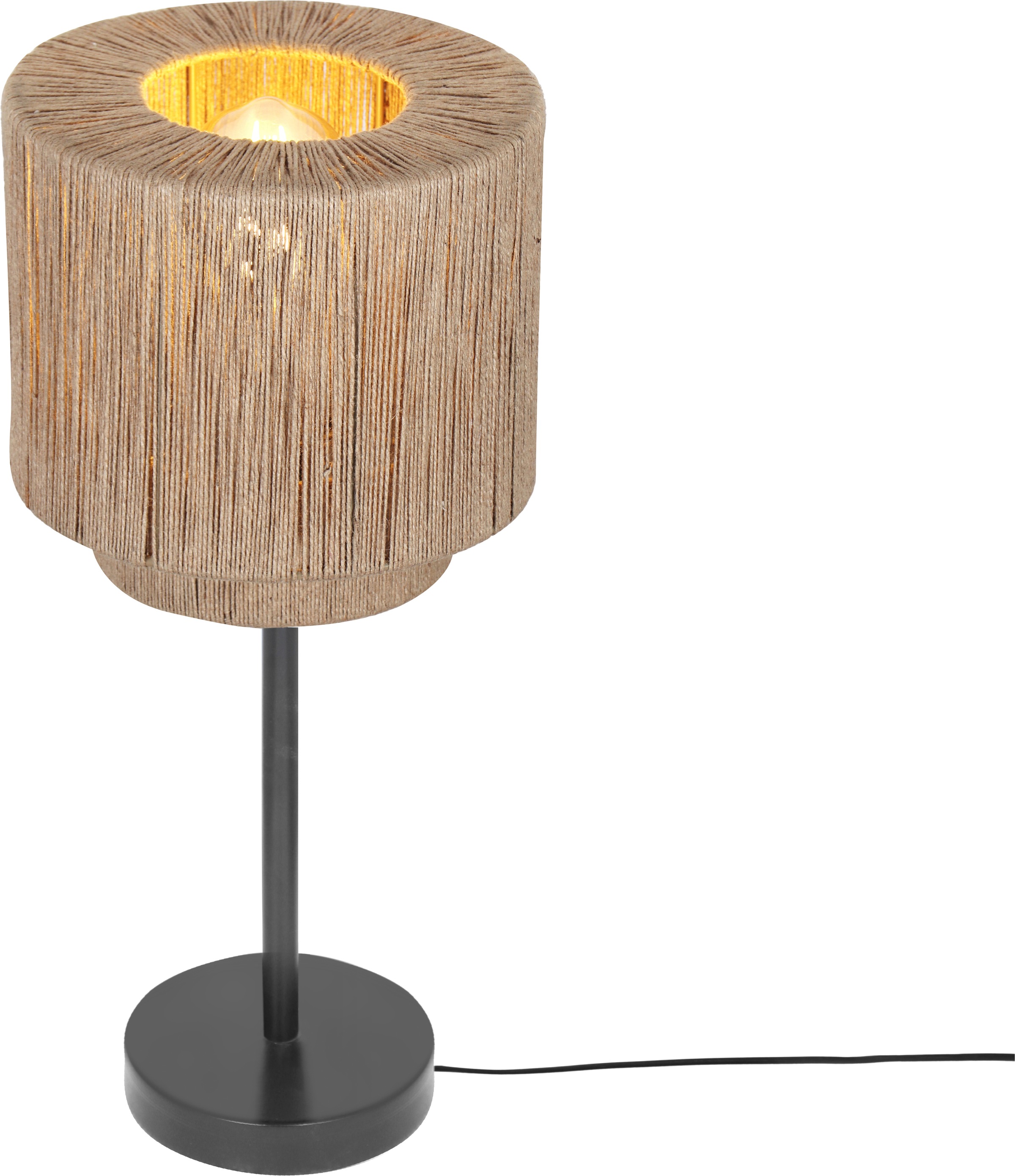 TRIO Leuchten Tischleuchte »SMILLA, runde Tischlampe mit Jute Lampenschirm Ø 21 cm Höhe 45cm« E27 1 Stk. warmweiß - kaltweiß exkl 1x E27 max 10W, Schnurschalter, Nachttischlampe, Wohnzimmer