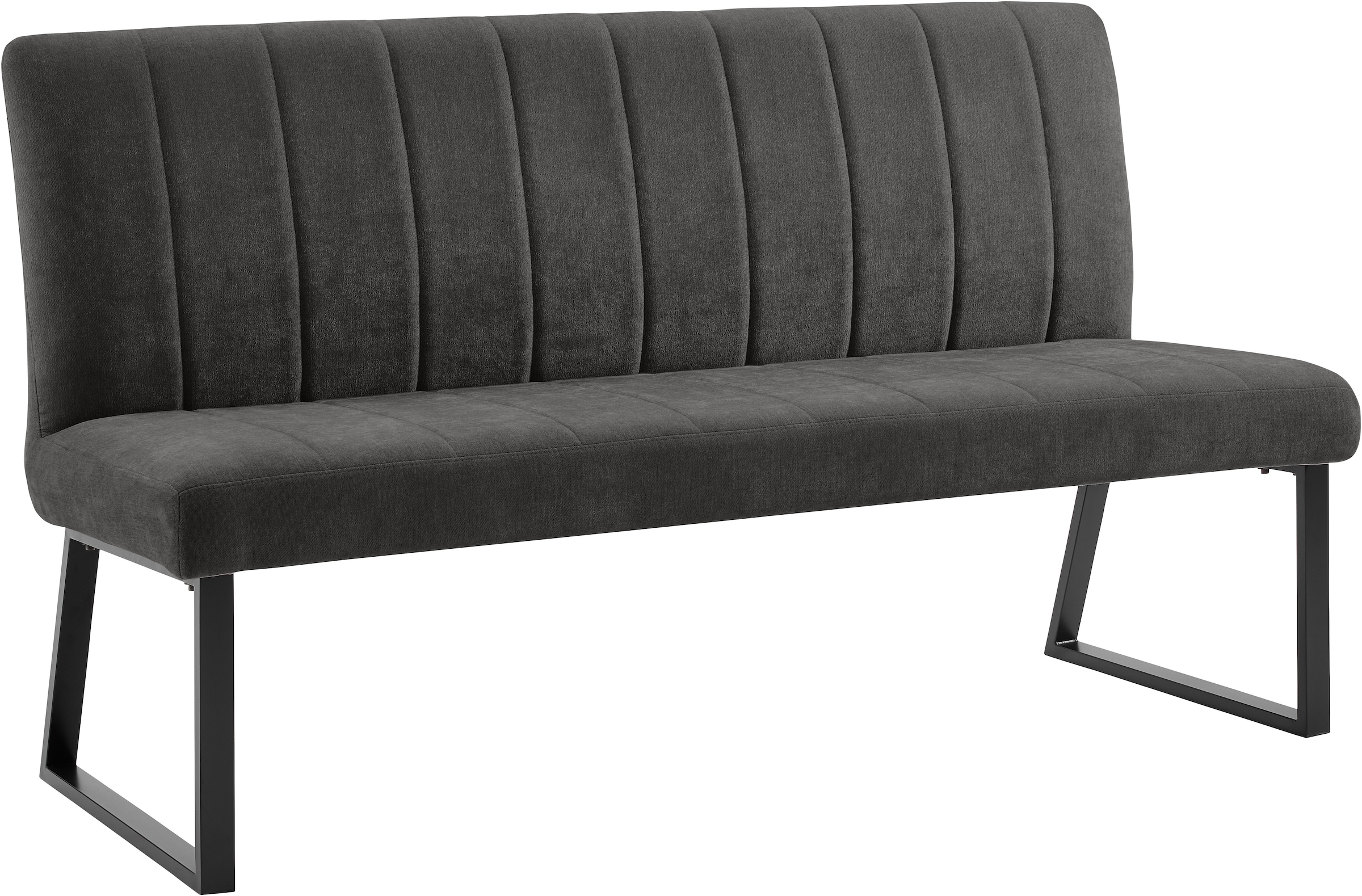 OTTO home Bank »Hennia« weicher Chenillebezug, dekorative Steppung, schwarzes Metallgestell