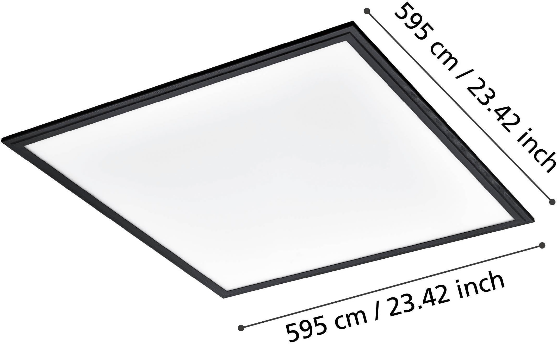 EGLO Deckenleuchte »Salobrena 1 Deckenlampe, Aufbauleuchte, Kunststoff und Metall, Lampe« LED-Modul 1 Stk. Neutralweiß Wand-/Deckenleuchte - L59,5 x B59,5 x H5 cm - schwarz - 33W inkl.