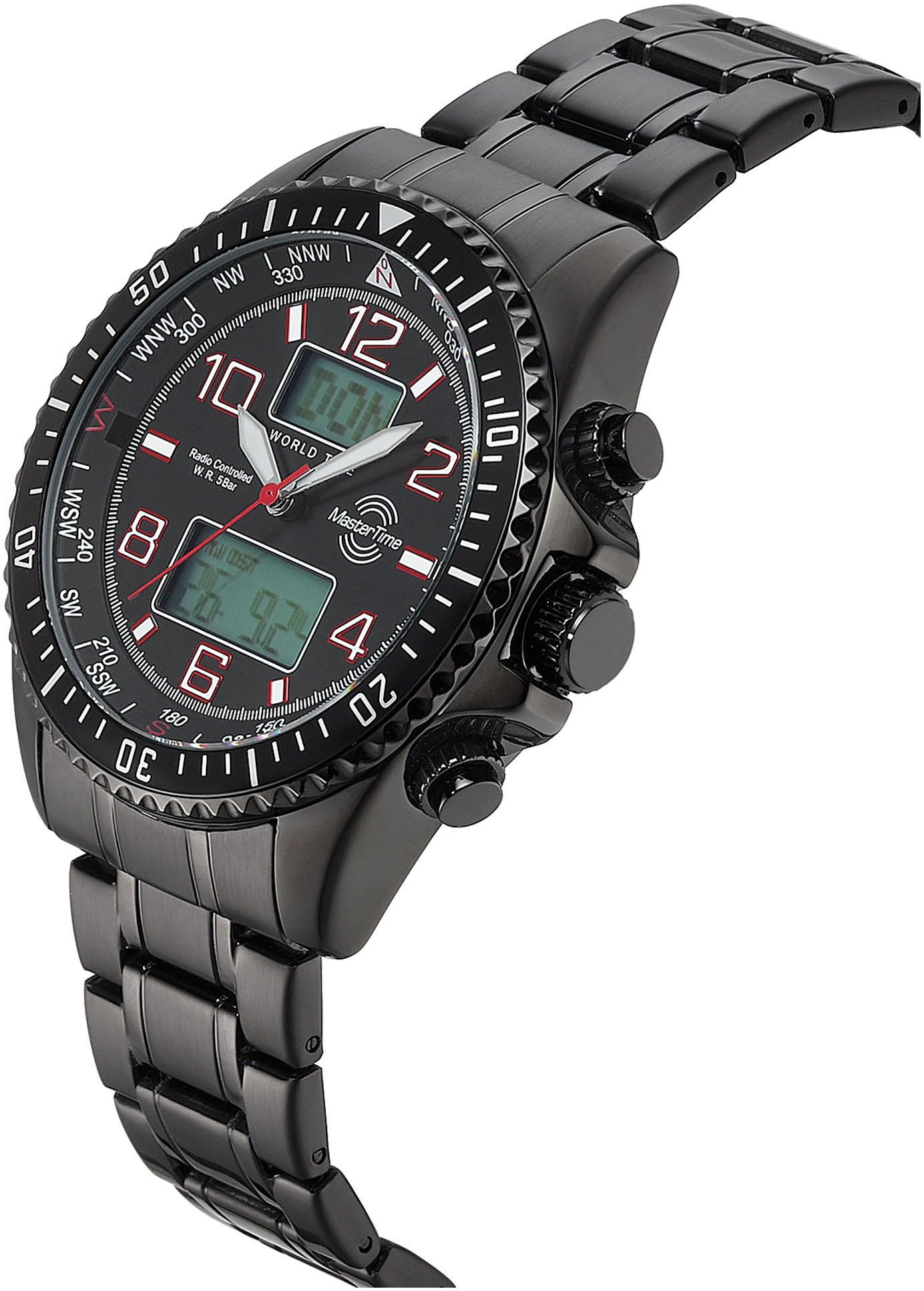 MASTER TIME Funkchronograph »Super Power«, (Set, 2 tlg., mit Wechselband), Quarzuhr, Armbanduhr, Herrenuhr, ideal auch als Geschenk