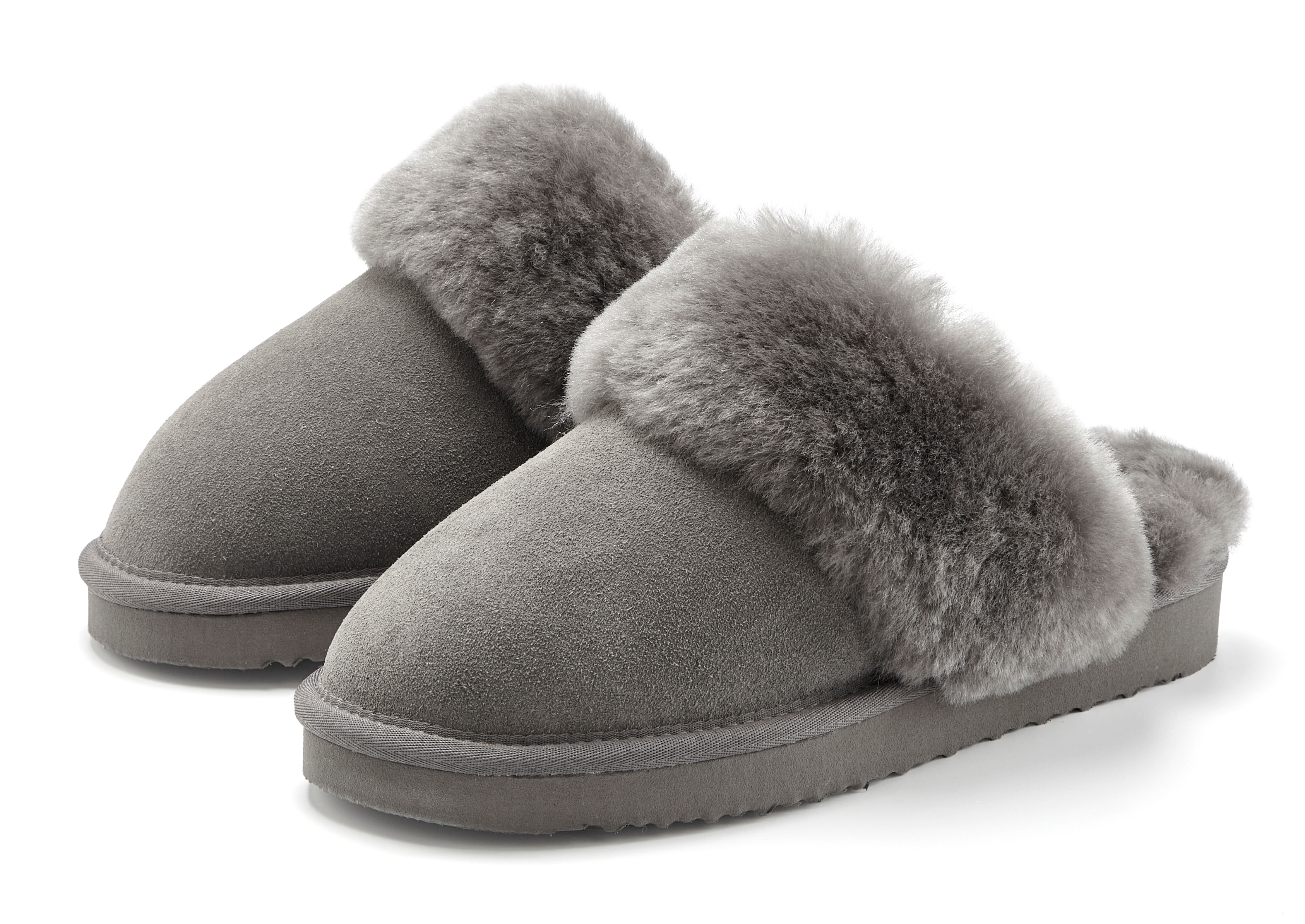 Vivance Dreams by Lascana Pantolette "Pantoffeln, Clogs, Schlappen, Hausschuh," mit kuscheligem Lammfell aus Leder