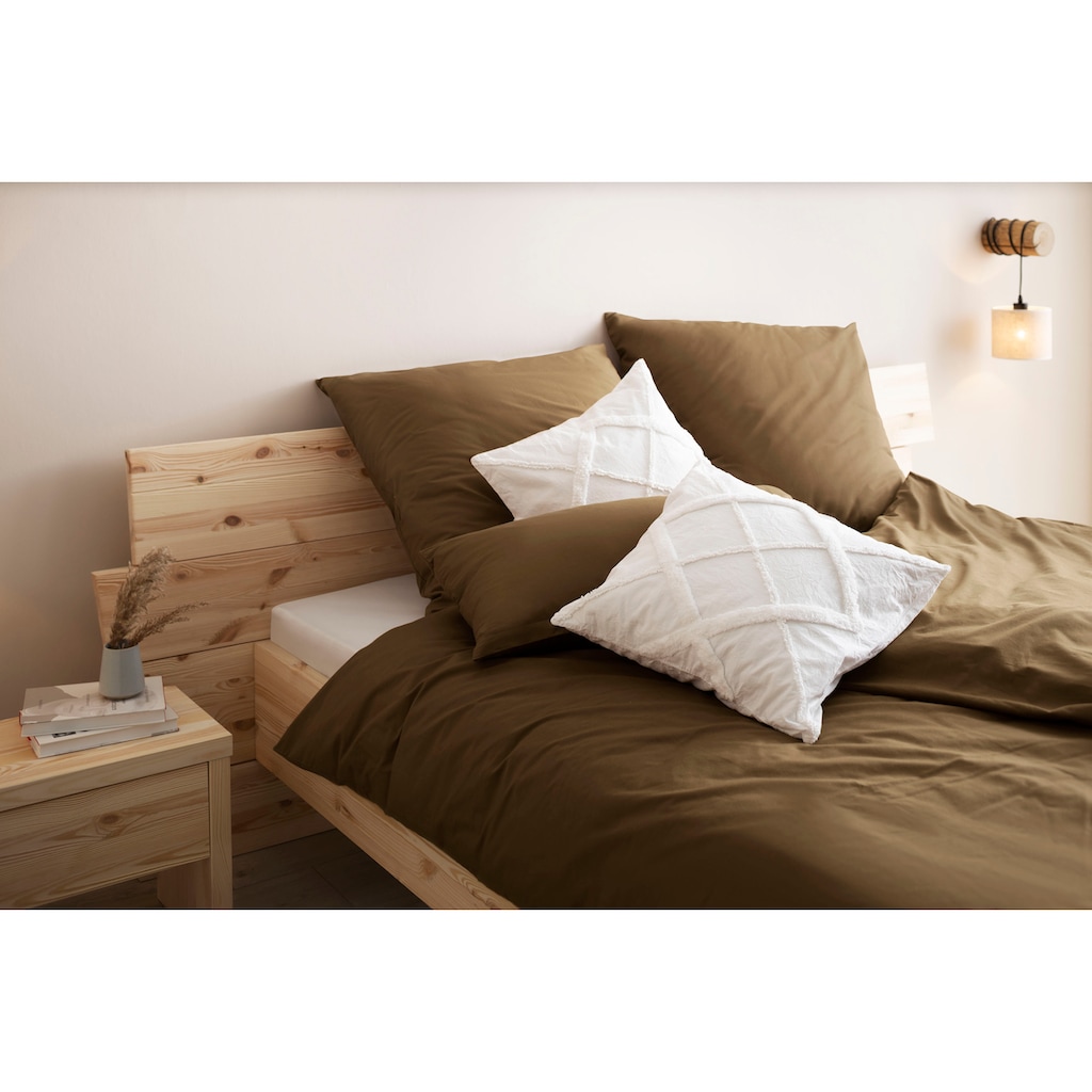 OTTO products Bettwäsche »Neele, GOTS zertifizierte Bettwäsche, in der Qualität Renforcé, atmungsaktiv, Flächengewicht 115 g/m², hergestellt aus 100% Bio-Baumwolle, Bett- und Kopfkissenbezug mit Reißverschluss, in uni Design«, (2 tlg.)