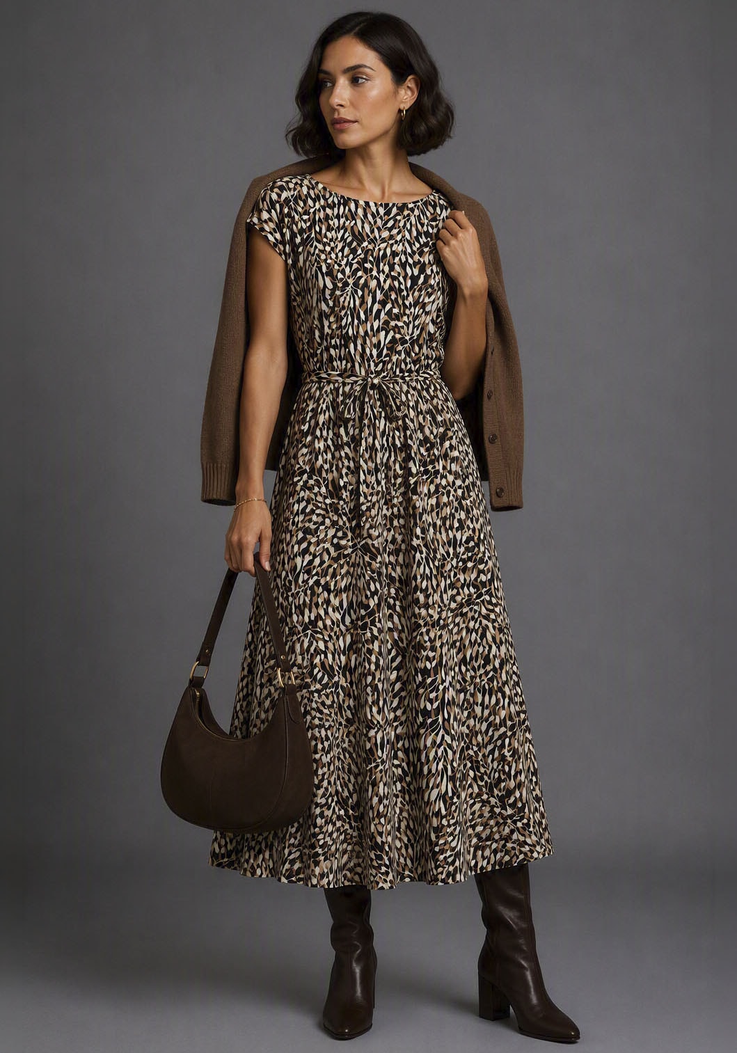Laura Scott Jerseykleid Midi-Länge, aus Jersey-Material, gemustert